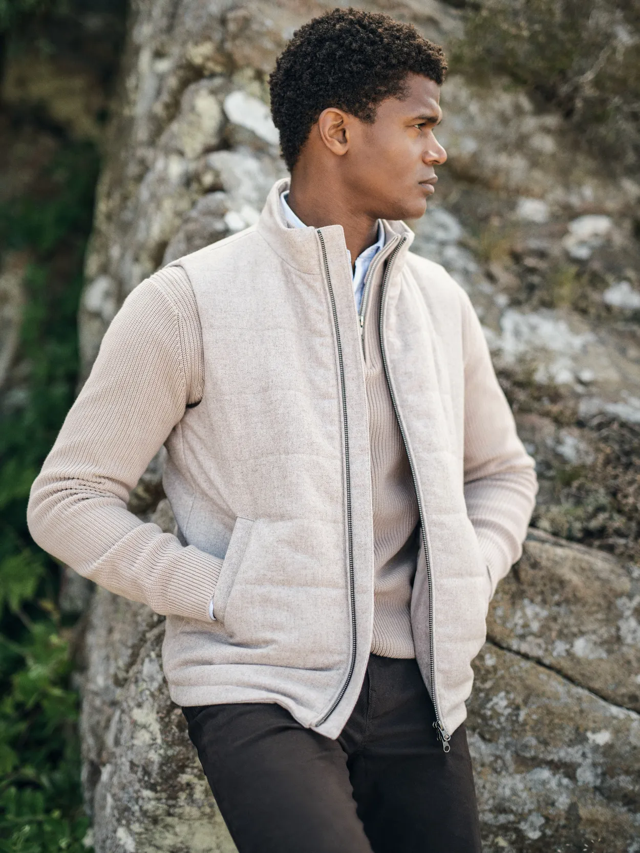 Gilet en flanelle beige clair