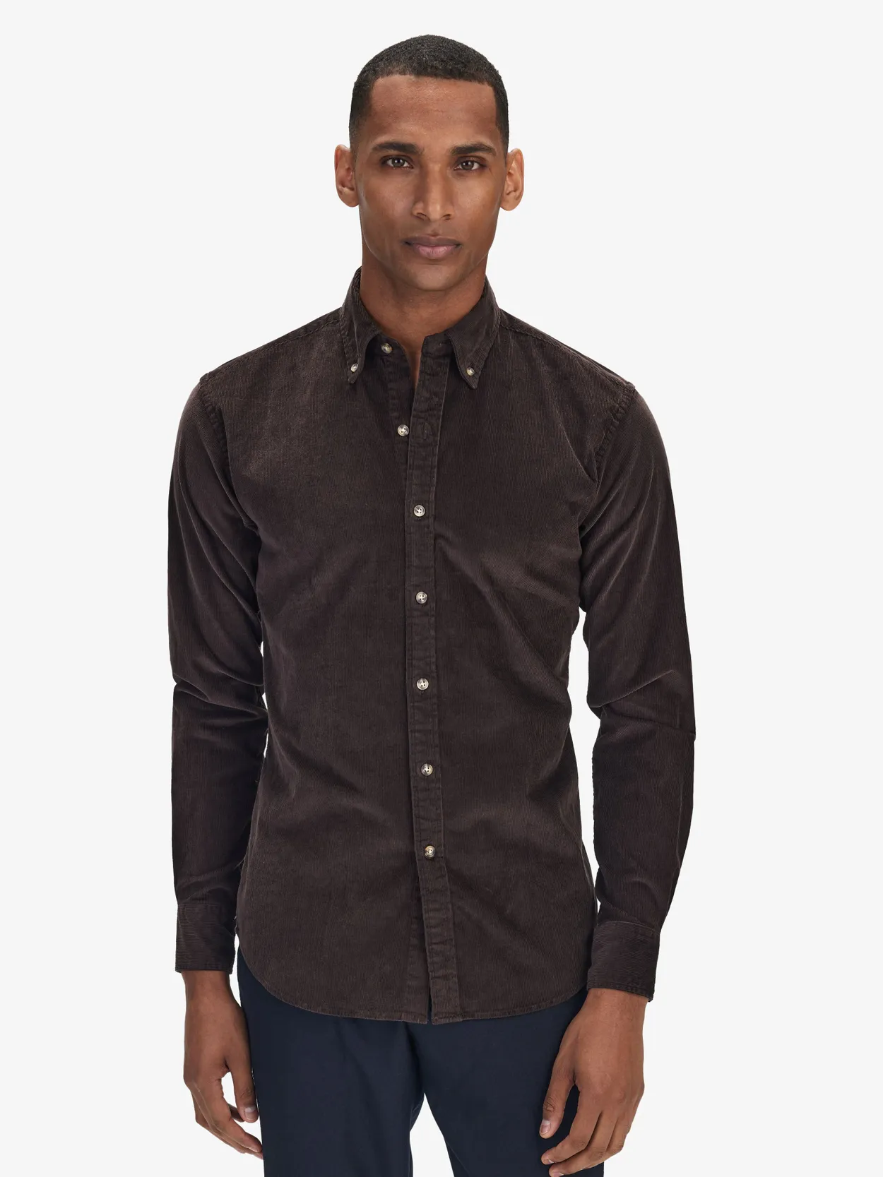 Chemise en Velours Côtelé Marron Foncé