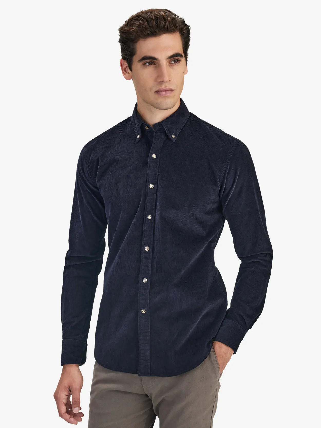 Chemise en Velours Côtelé Bleu Foncé