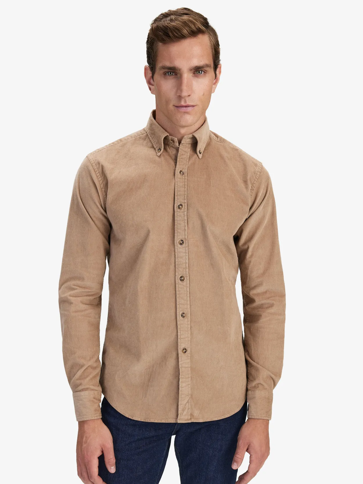 Chemise en Velours Côtelé Beige