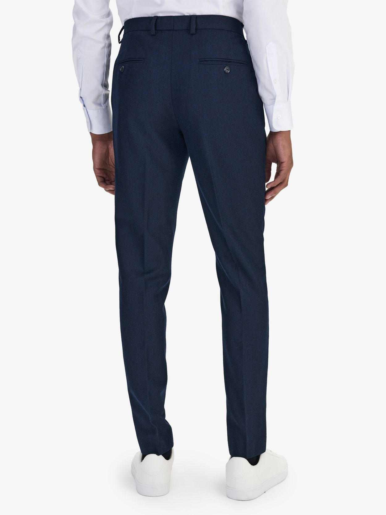 Slim-Fit Navy Worsted Wool Trousers