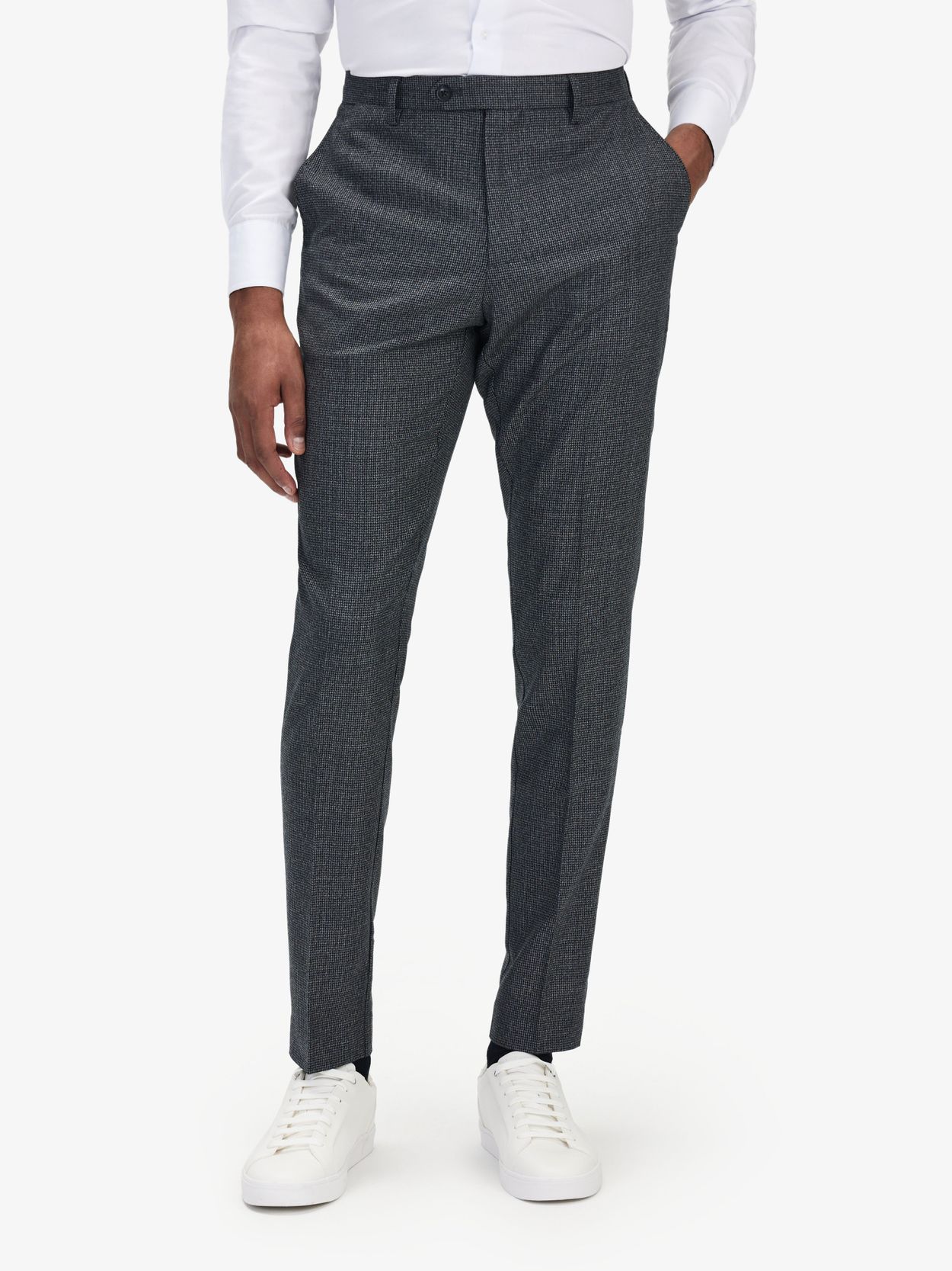 Grey Black Wool Trousers Buy online John Henric - Main Image