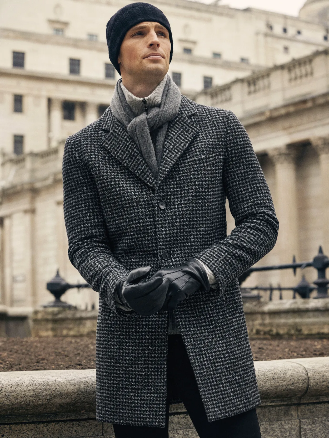 Grey wool 2024 double breasted coat