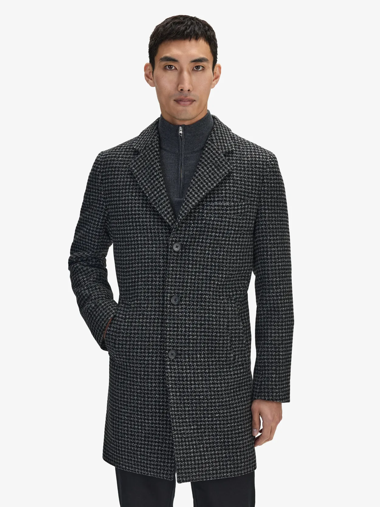 Grey Herringbone Single Coat