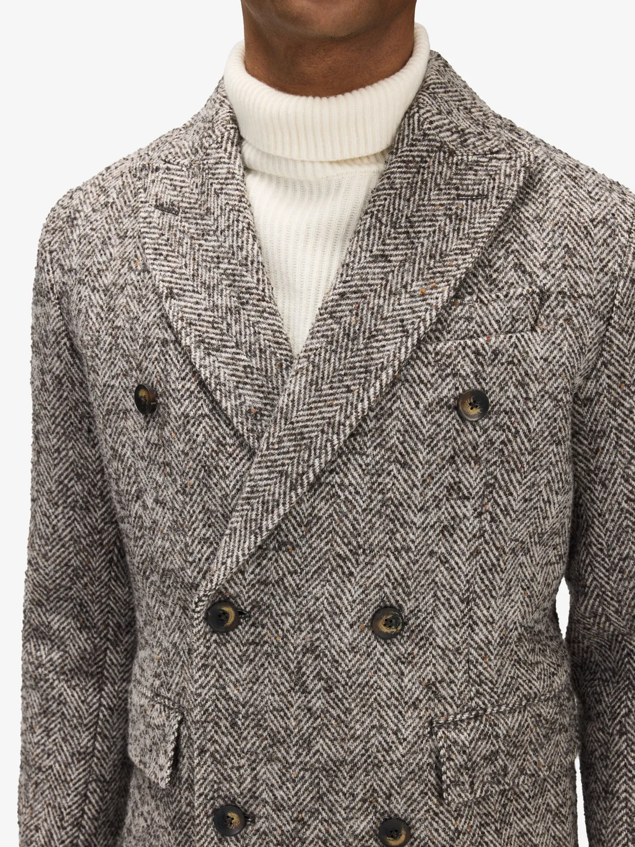 Brown Herringbone Coat Wool - Buy online | John Henric