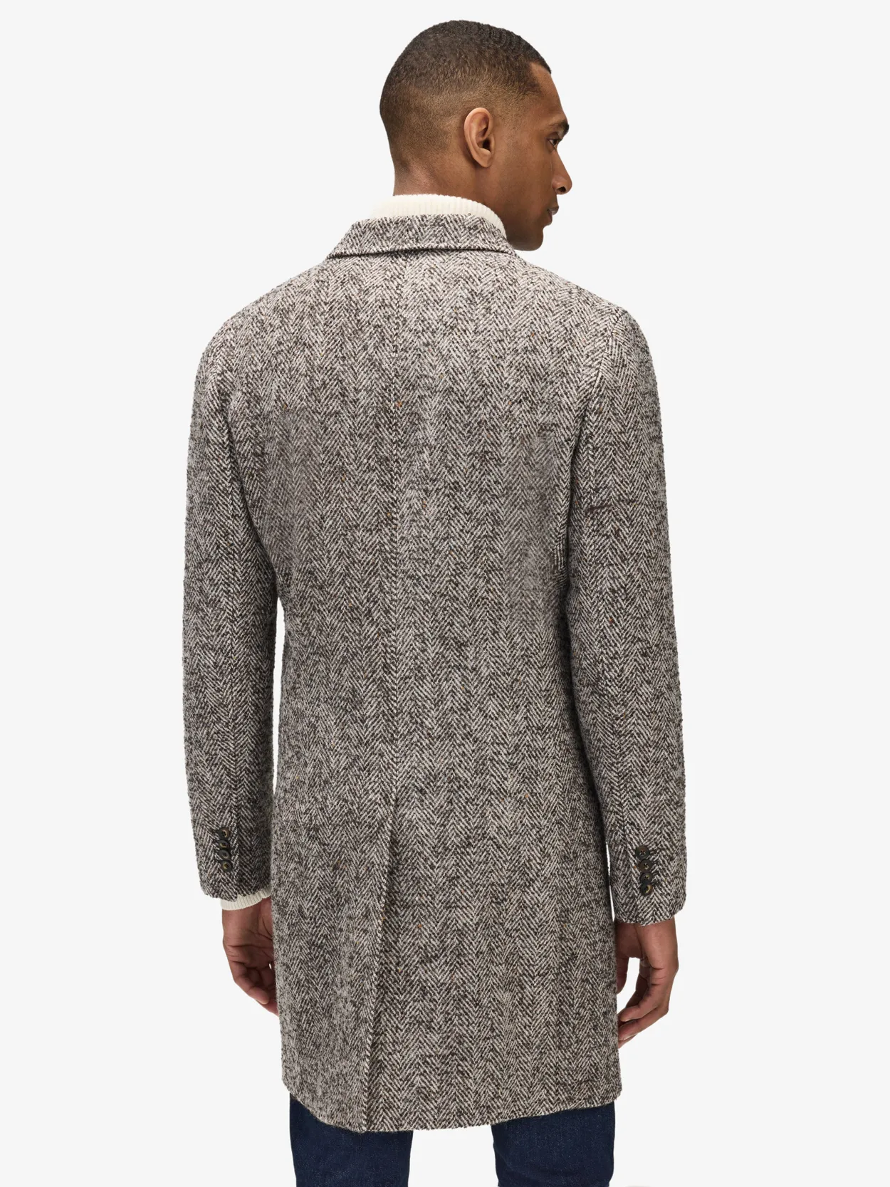 Brown Herringbone Coat Wool - Buy online | John Henric