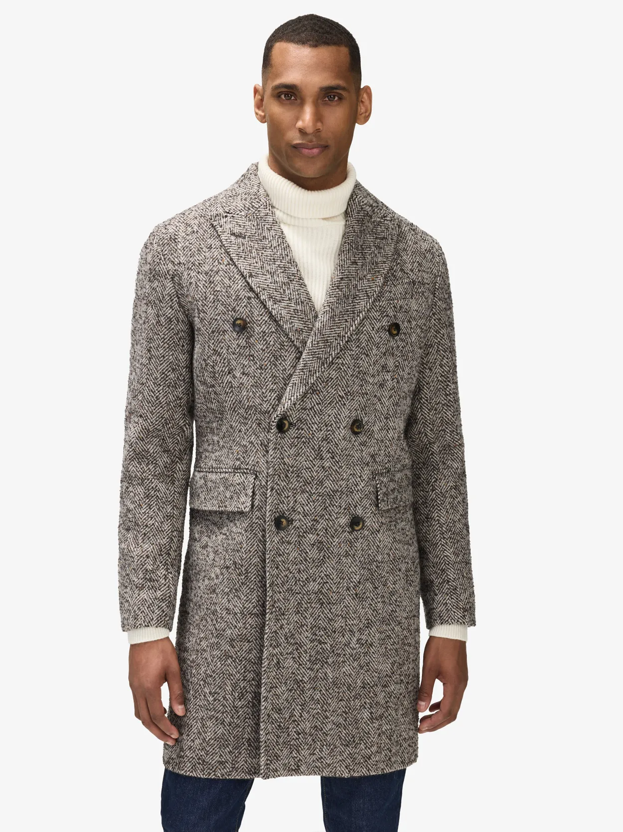 Mens long double breasted wool coat hotsell