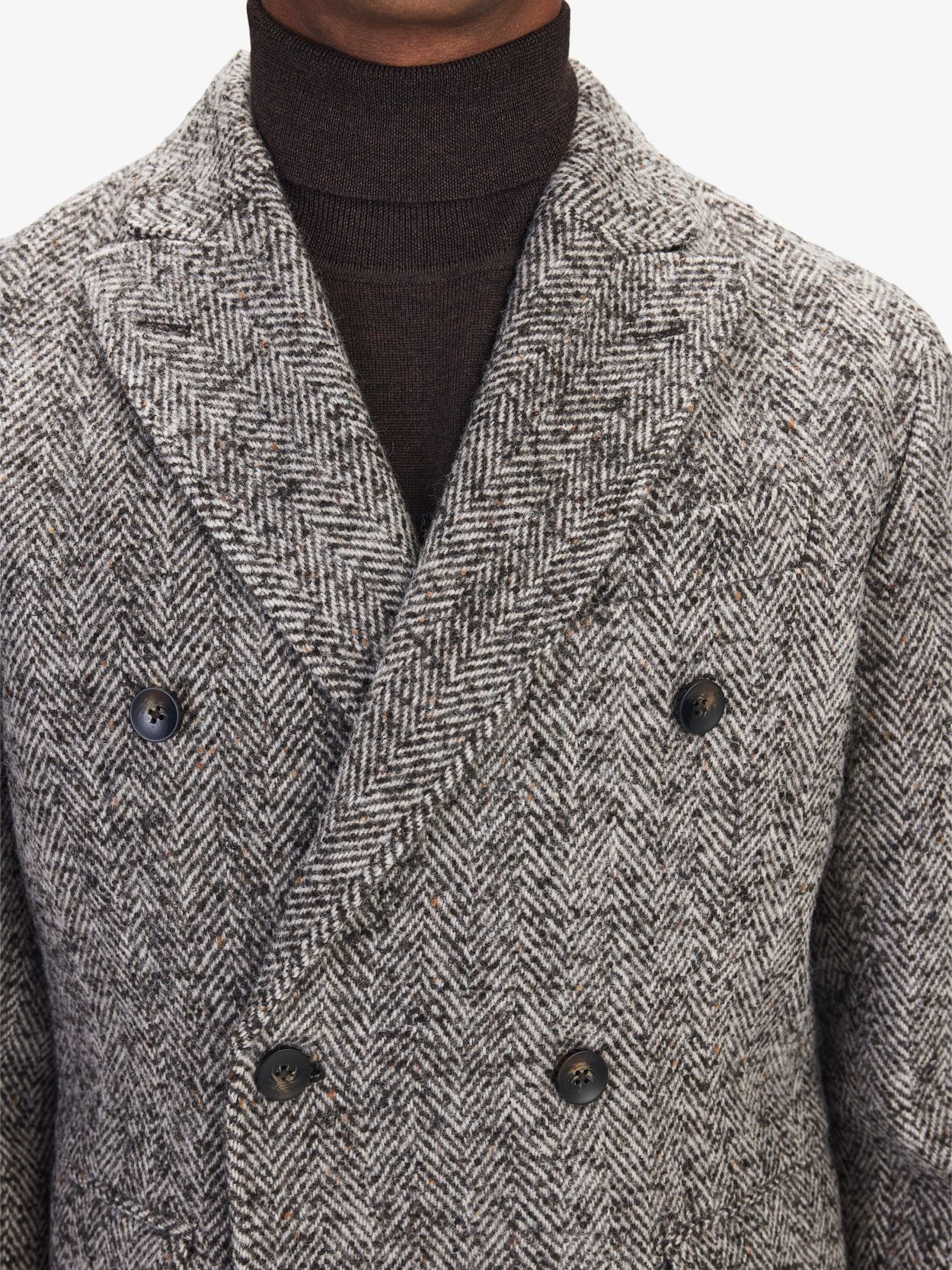 Brown Herringbone Coat Wool - Buy online