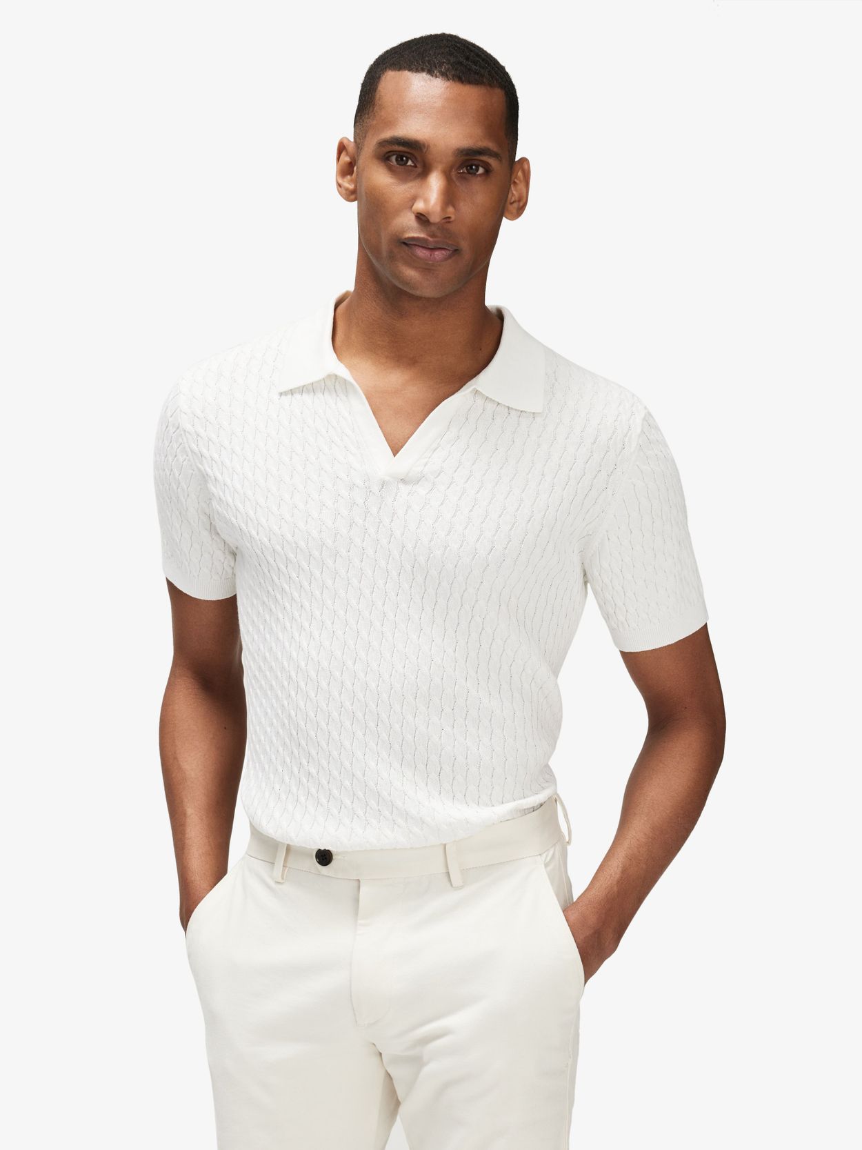 White Cotton Polo Rib