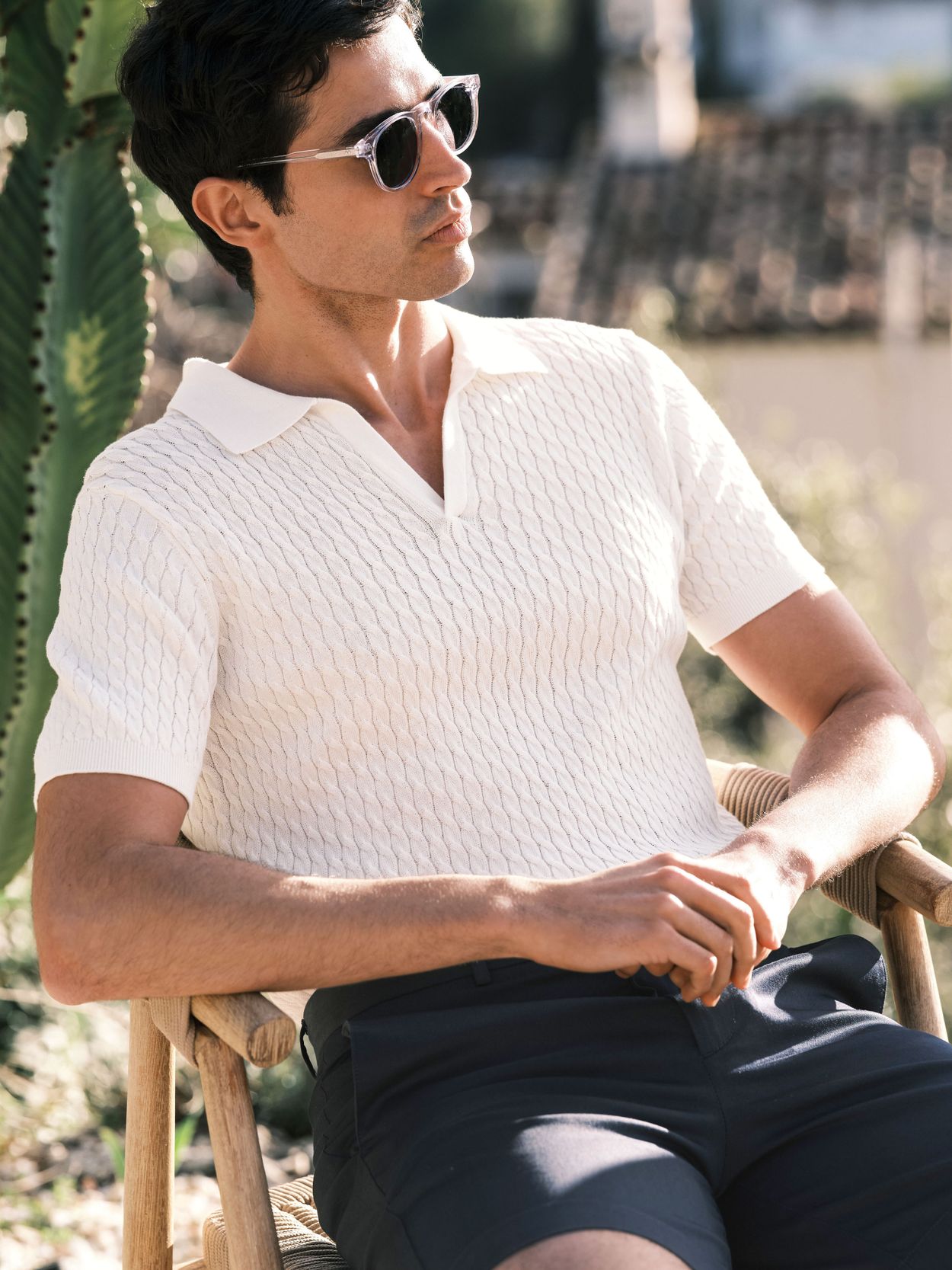 White Cotton Polo Rib