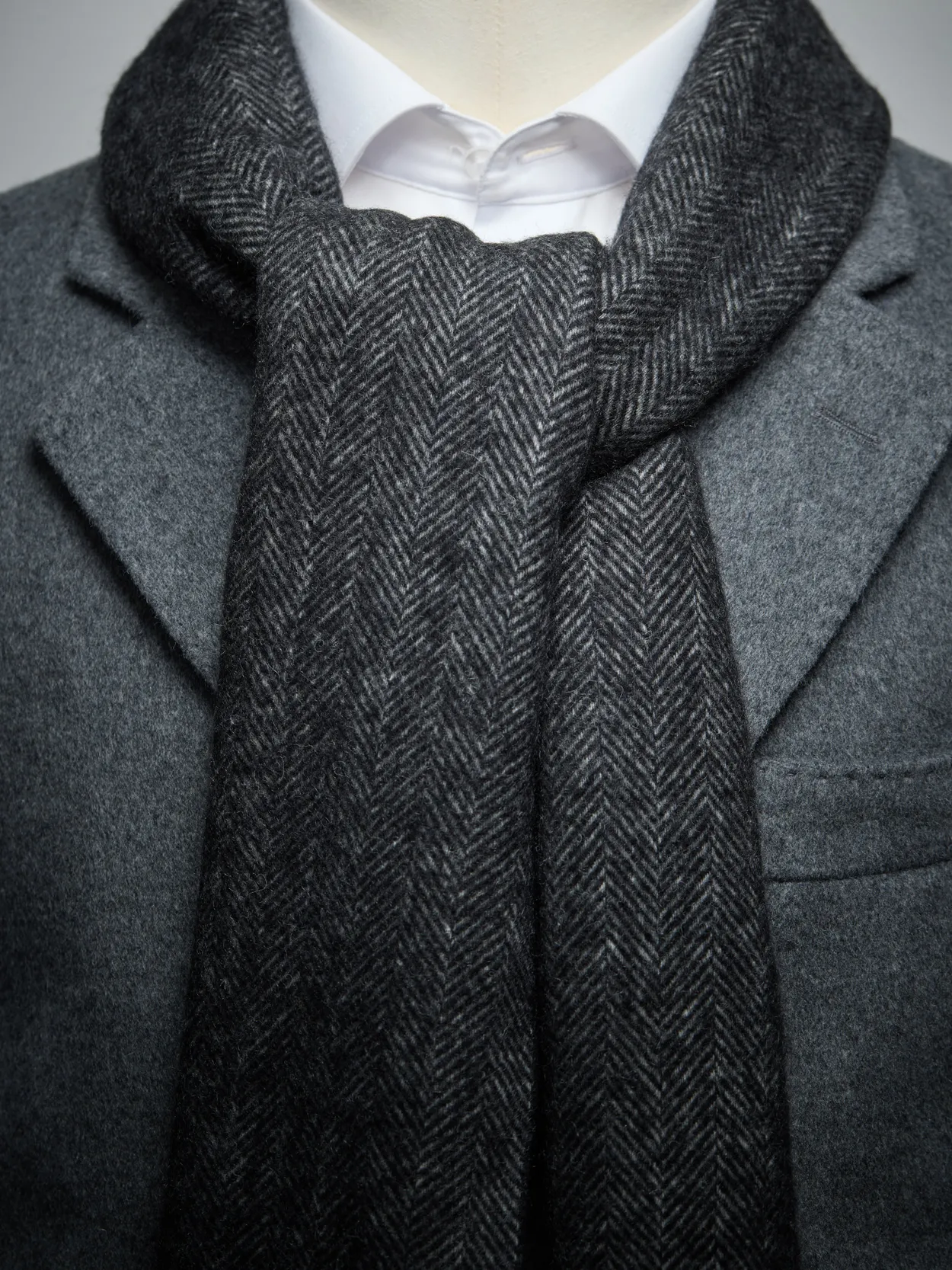 Black Woven Winter Scarf Wool