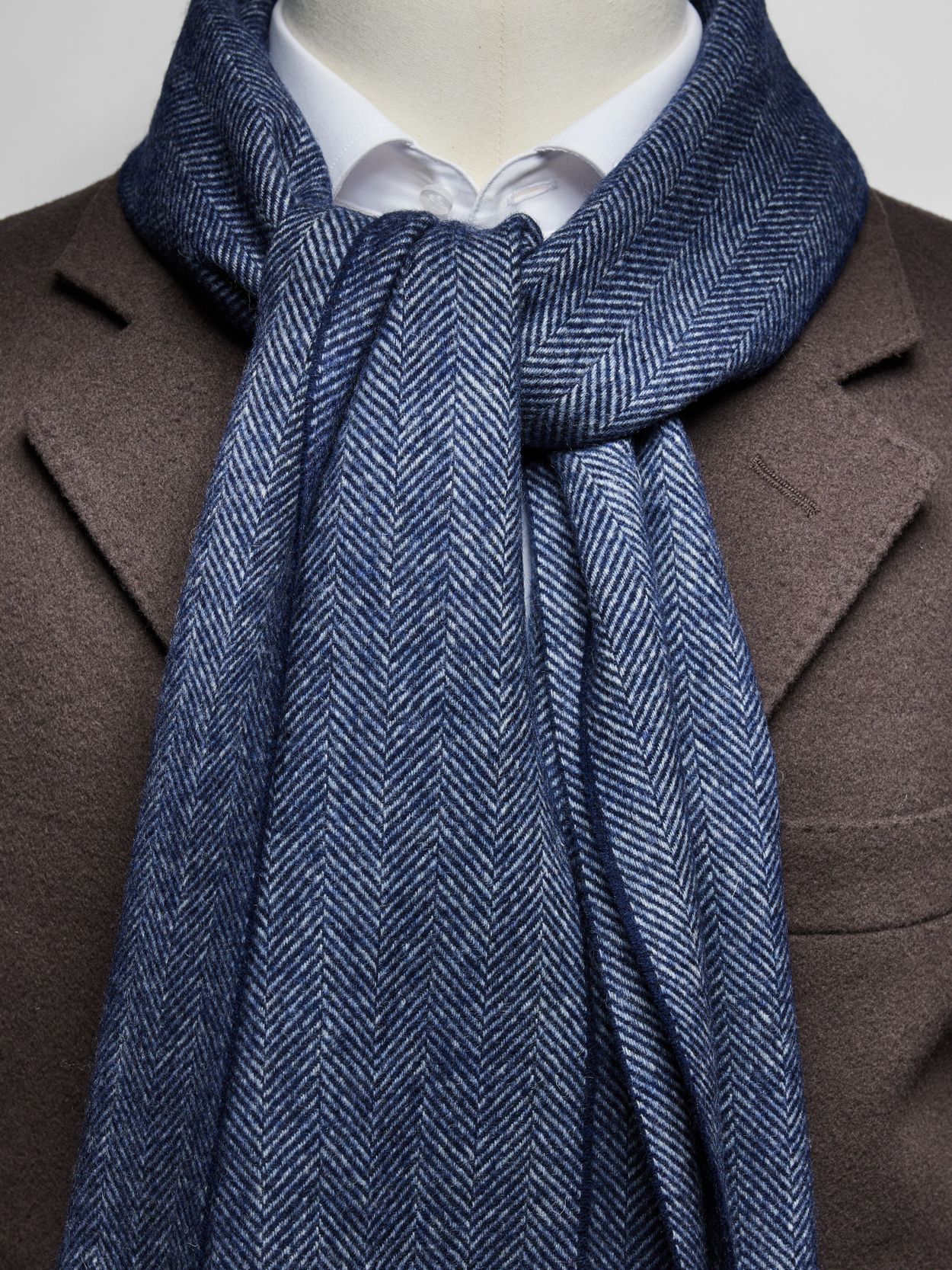 Blue Woven Winter Scarf Wool