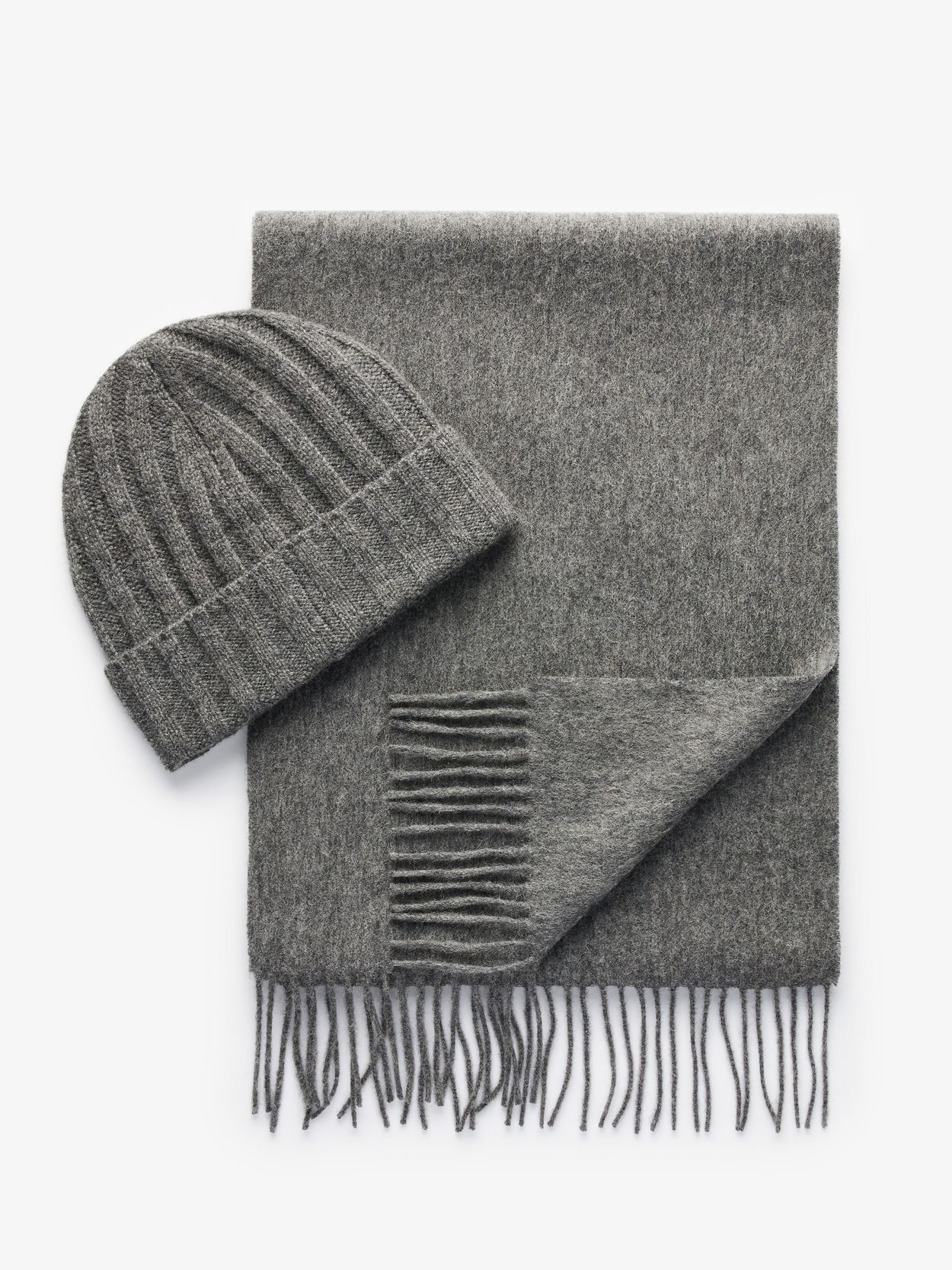 Image number 1 for product Grey Wool Beanie & Scarf