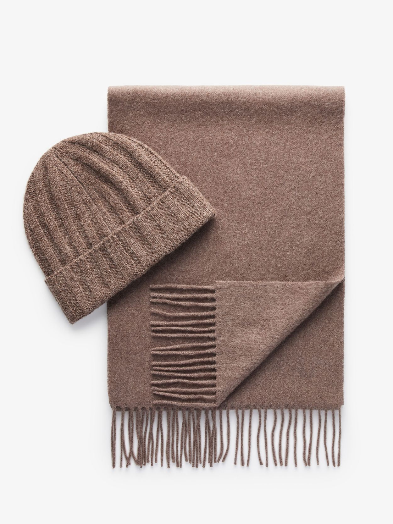 Image number 1 for product Brown Wool Beanie & Scarf