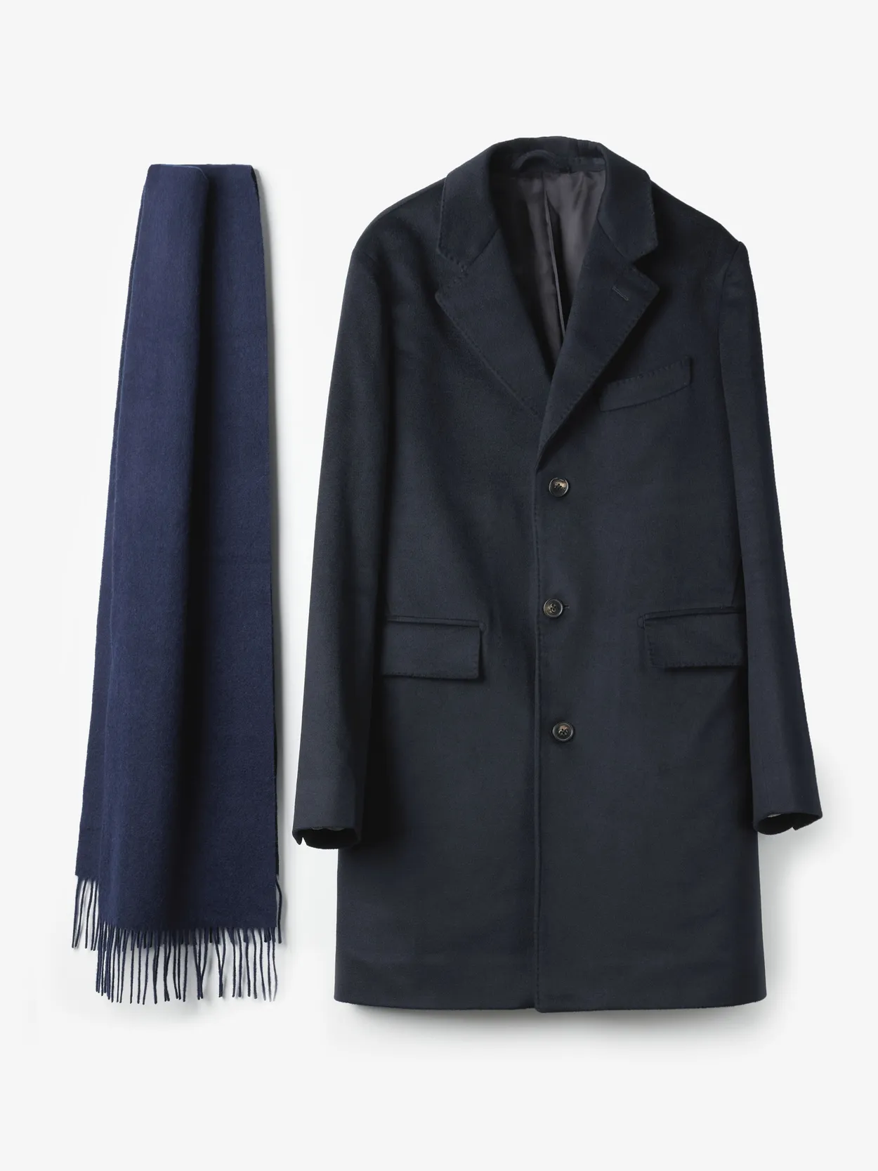 Blue Cashmere Coat & Scarf