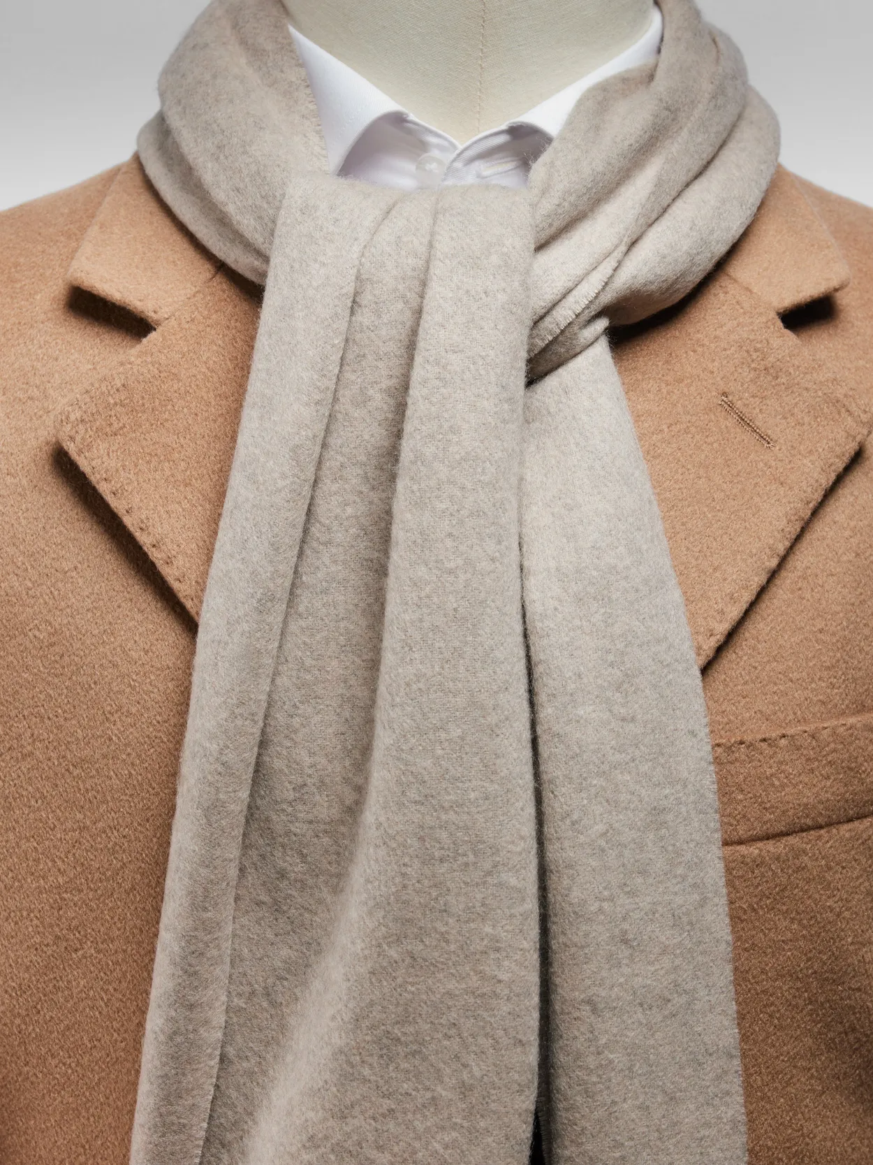 Image number 2 for product Beige Cashmere Coat & Scarf