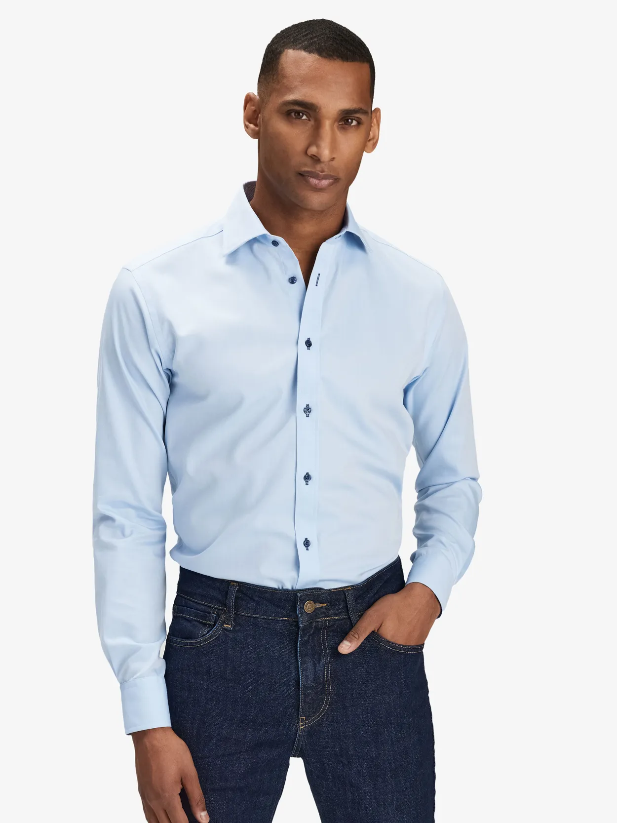 Chemise Bleu Clair Contrastée