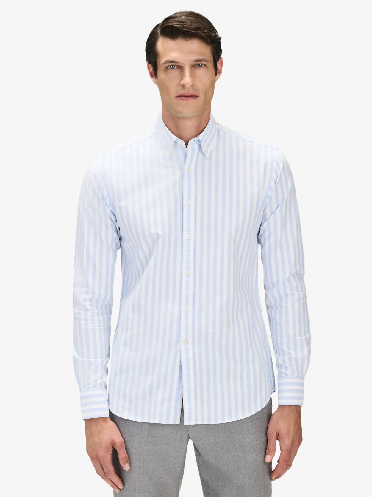 Blå & Hvid Stribet Oxford Skjorte