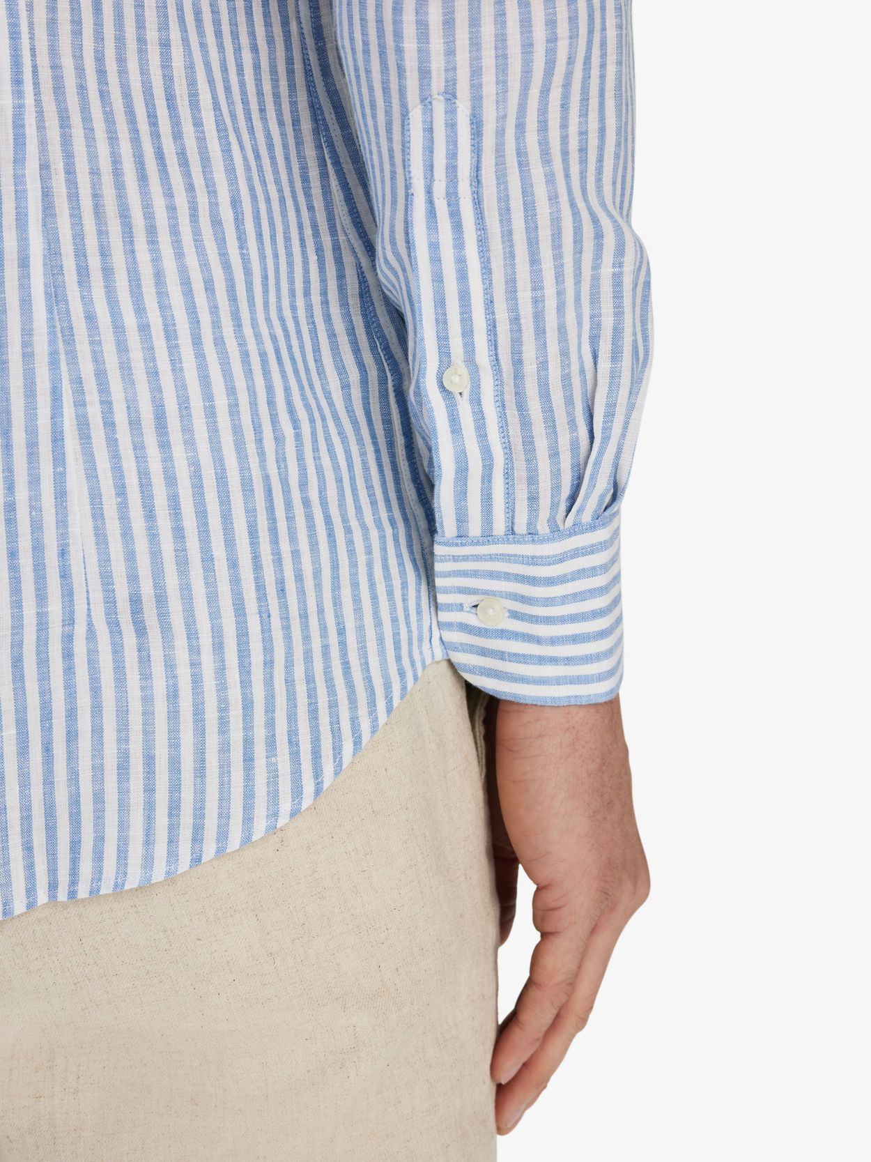 Blue White Striped Linen Shirt