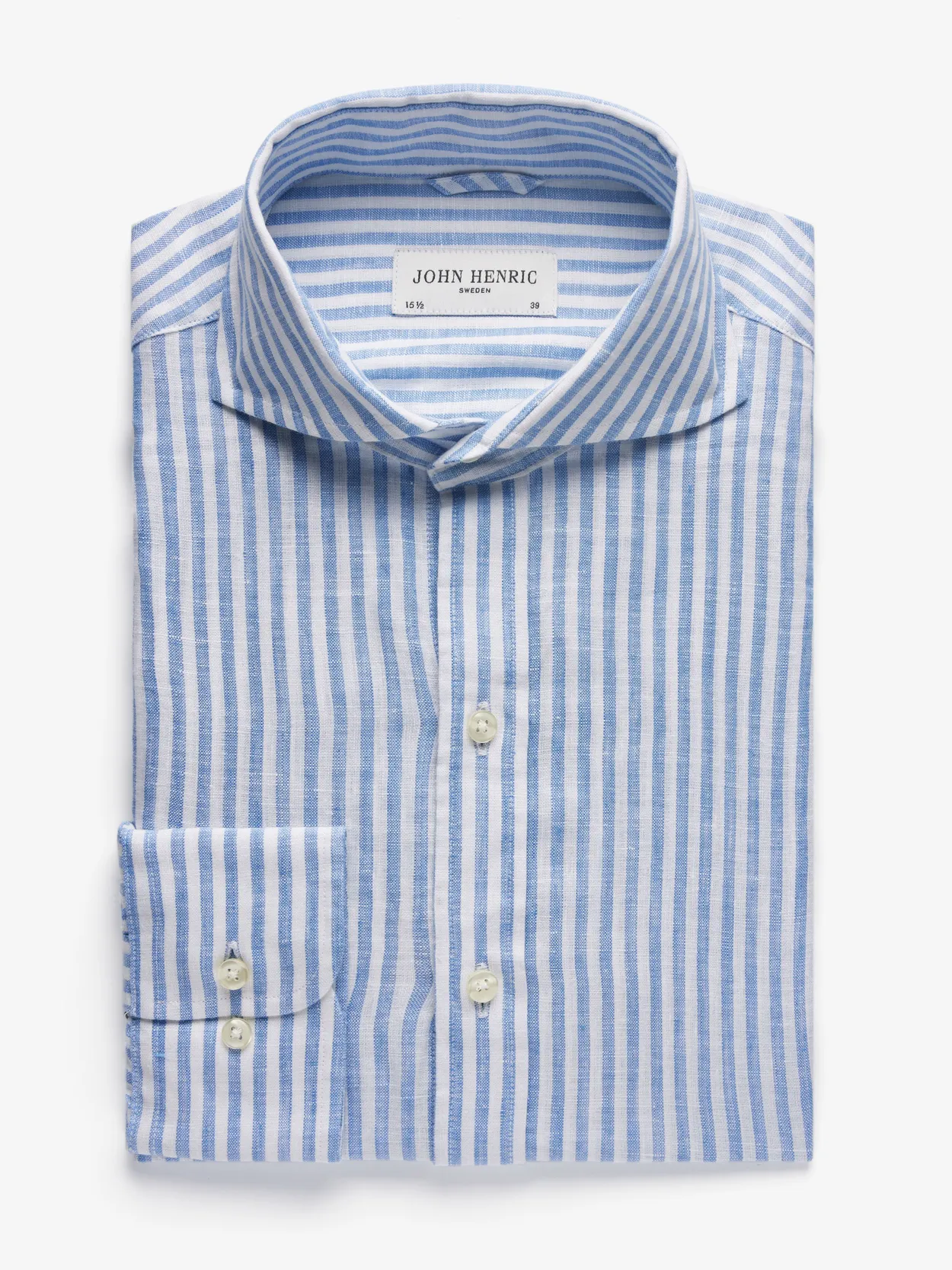 Light Blue & White Striped Linen Shirt - Buy online