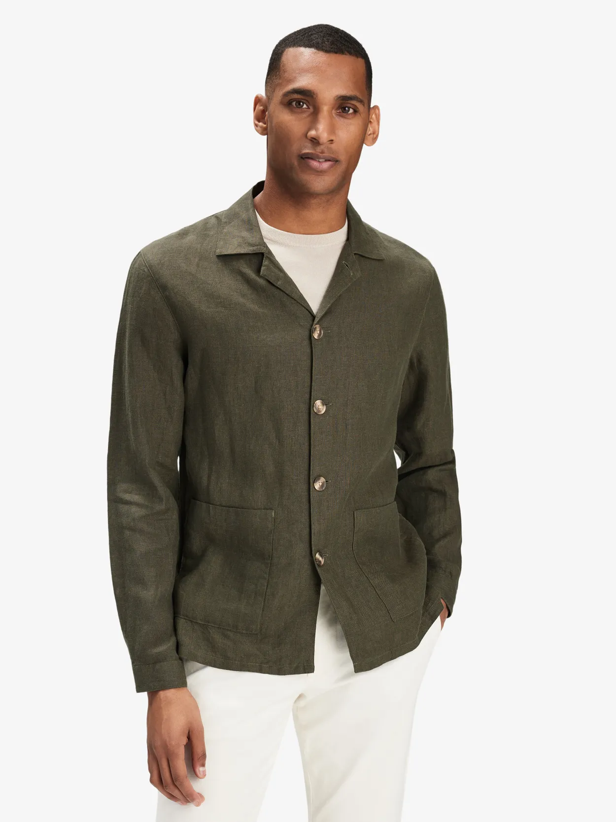 Donkergroene Linnen Overshirt