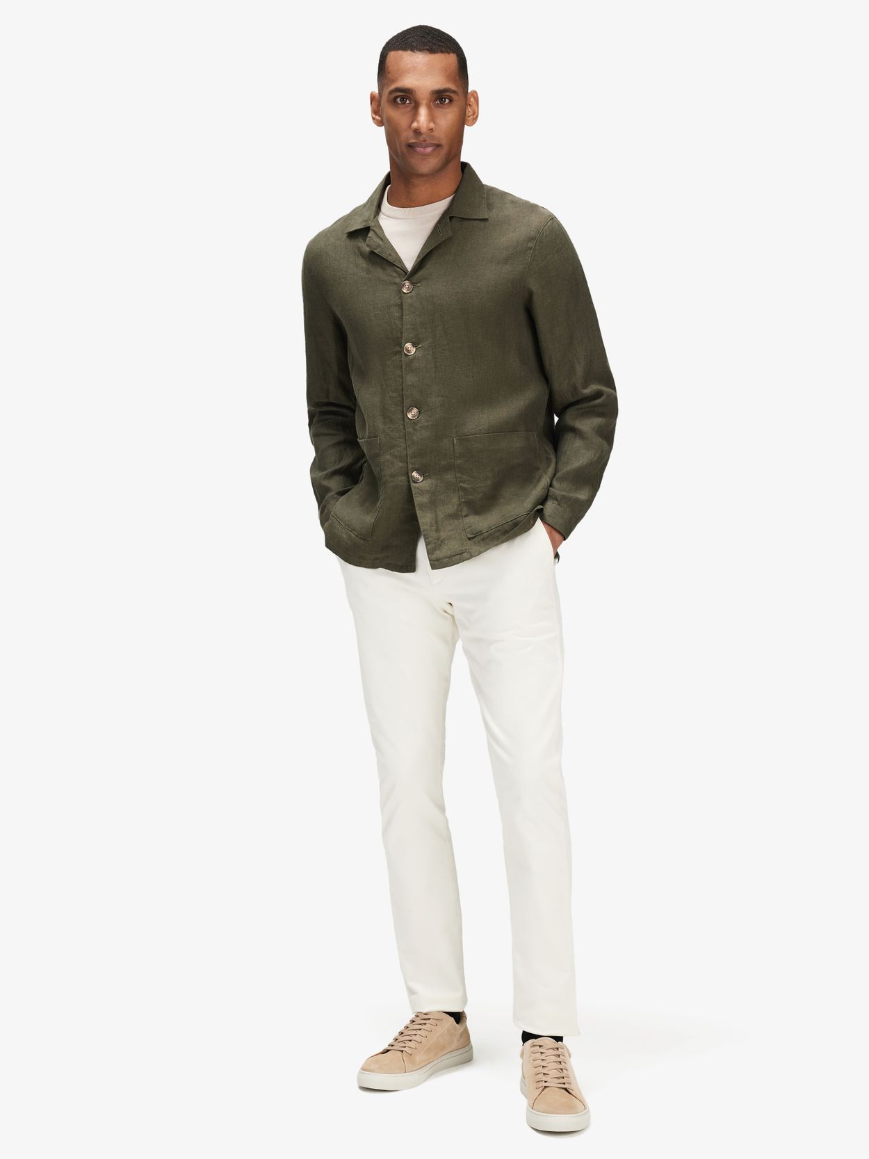 Olive green linen store shirt