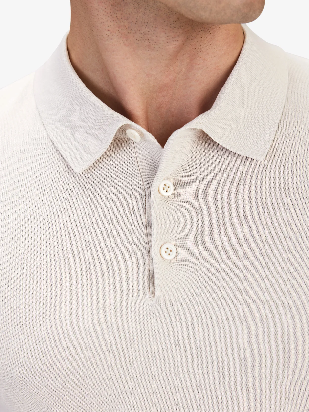 Men's Polo Shirt, Knitted Cotton, Cream