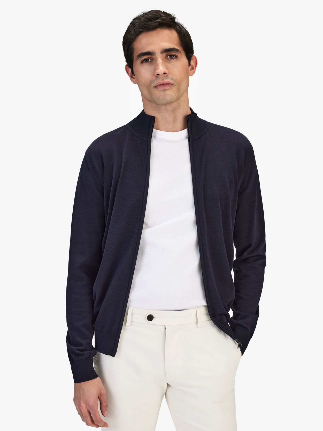 Navy zip hotsell cardigan mens