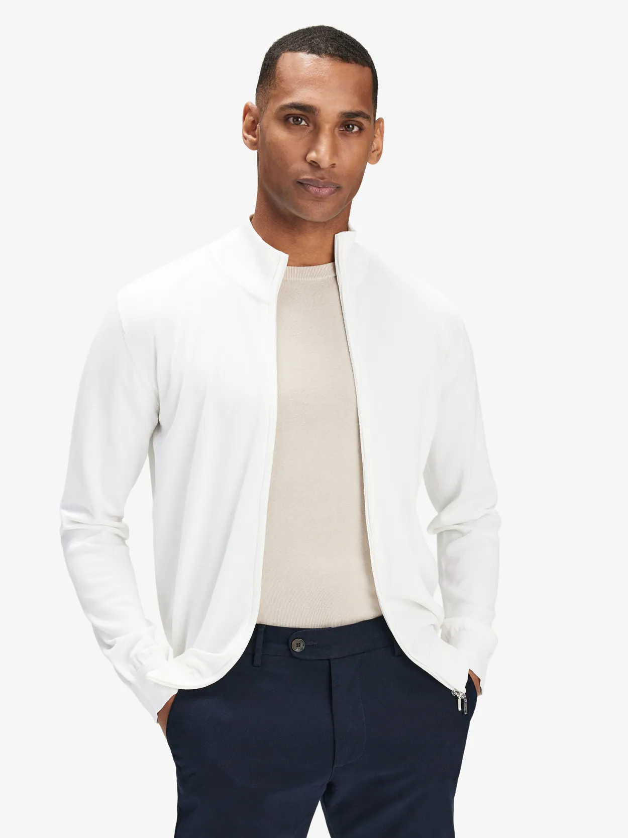 Cotton Silk Zip Sweater Buy online John Henric