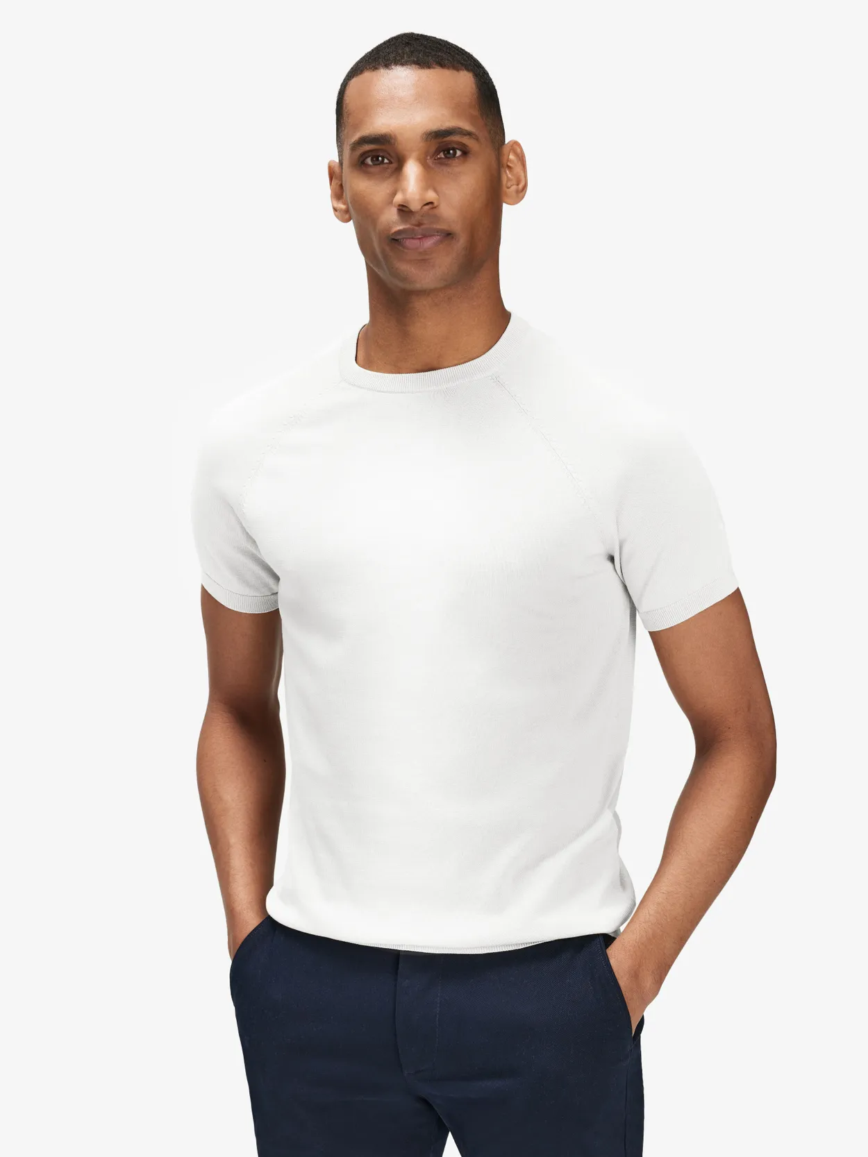 T-shirt en coton et soie blanc cassé