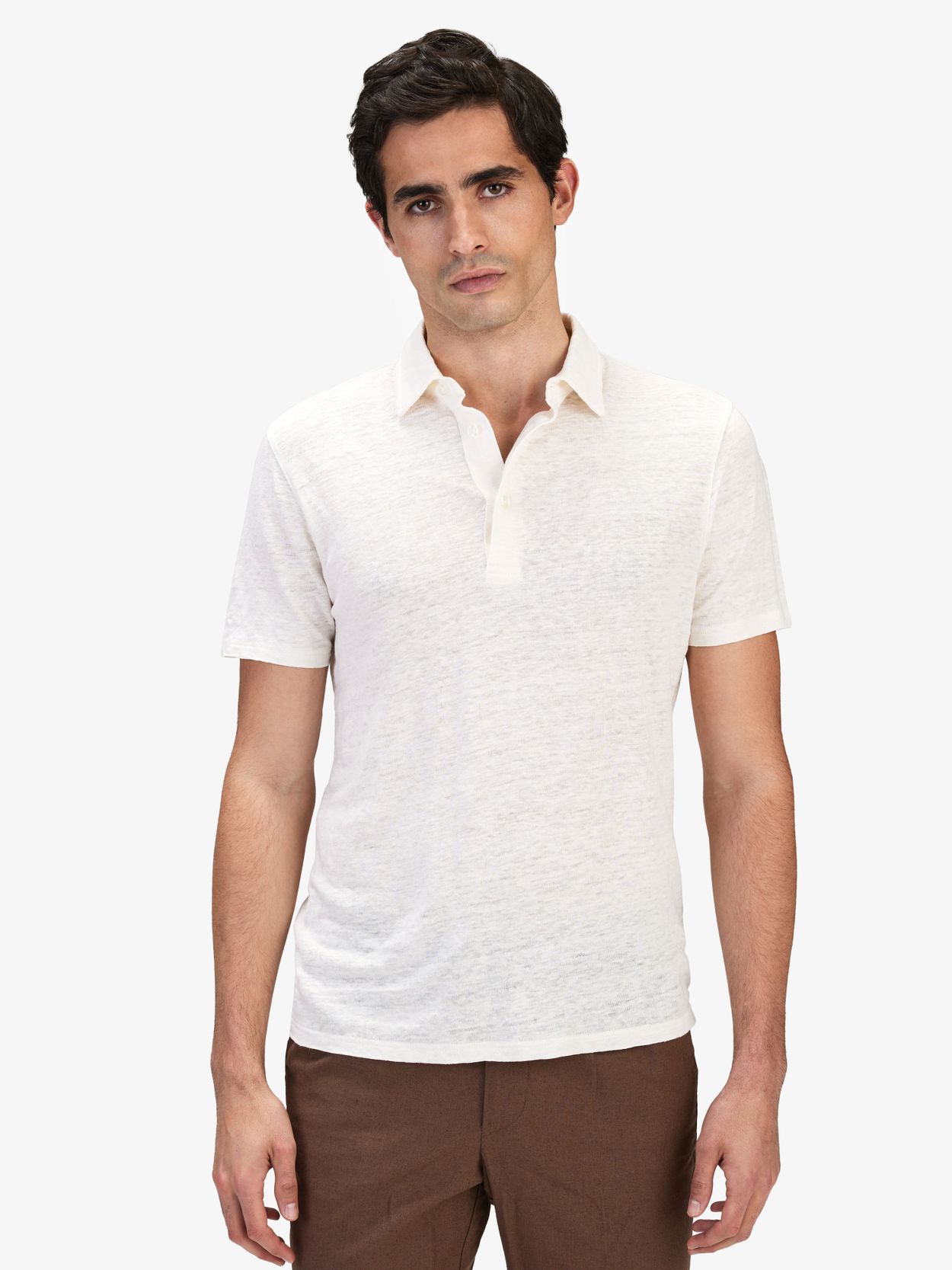 Cream White Linen Polo