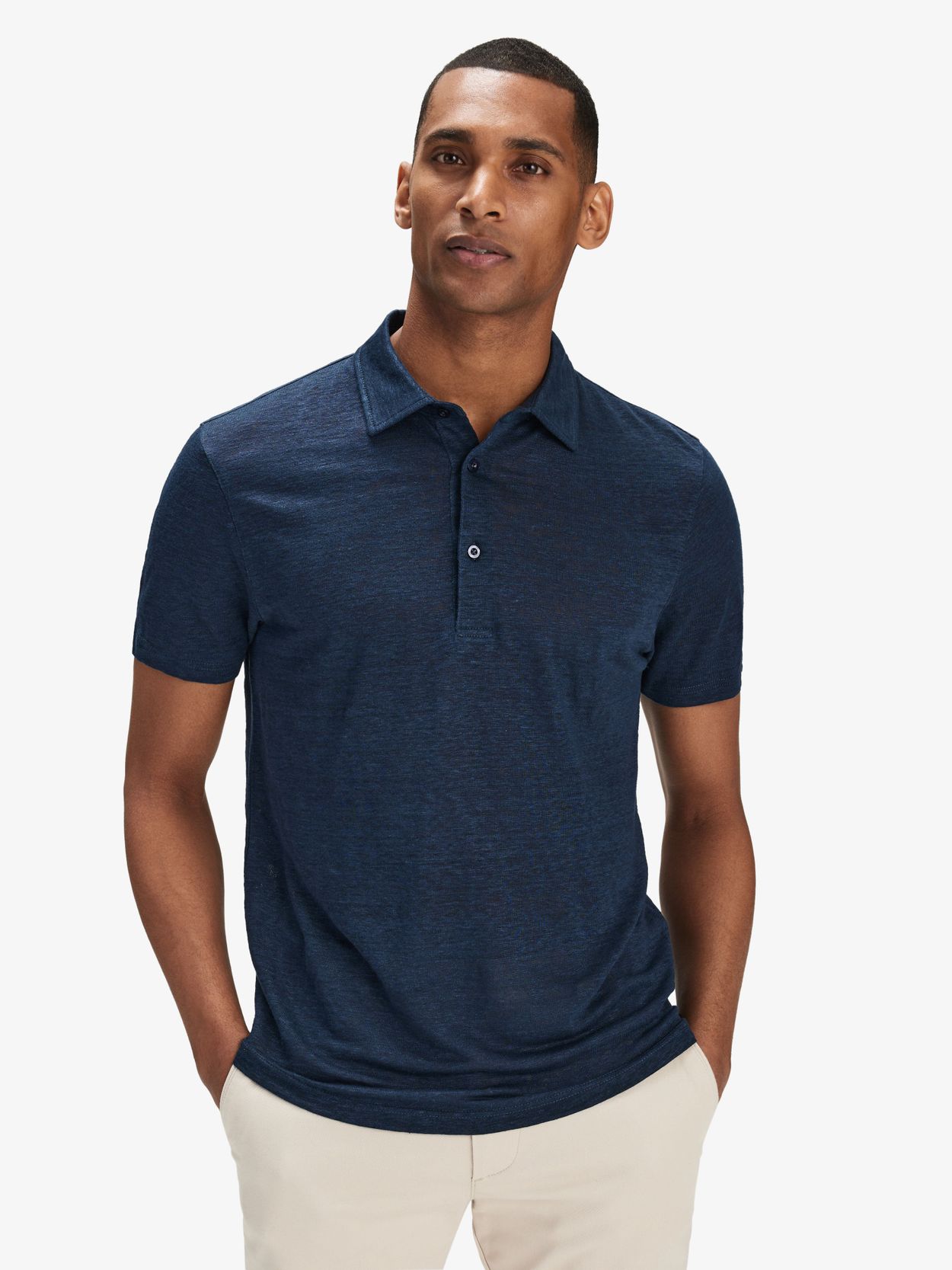 Polo en Lin Bleu Marine