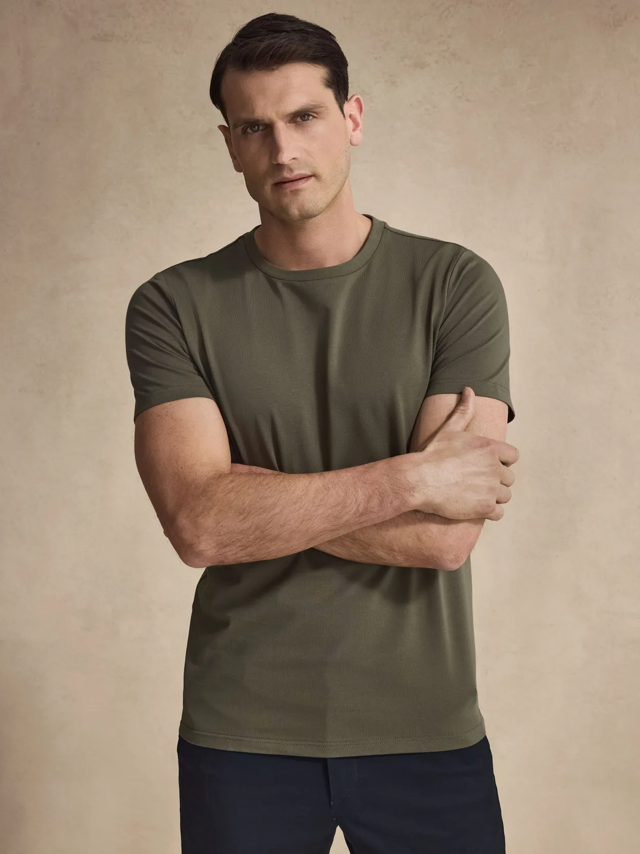 Green Slim Fit Stretch T-shirt Cotton