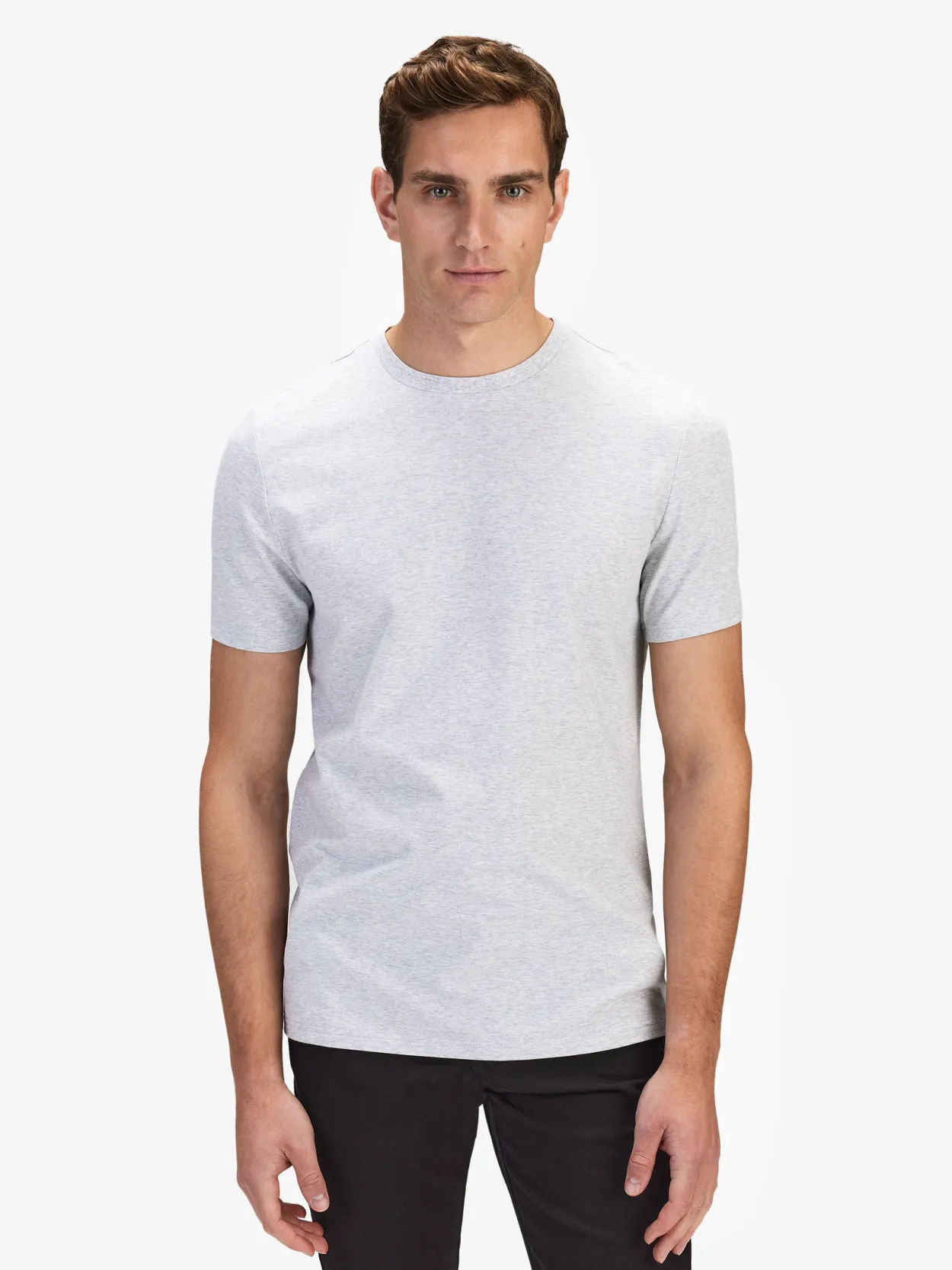 Hellgraues Slim Fit T-Shirt Baumwolle