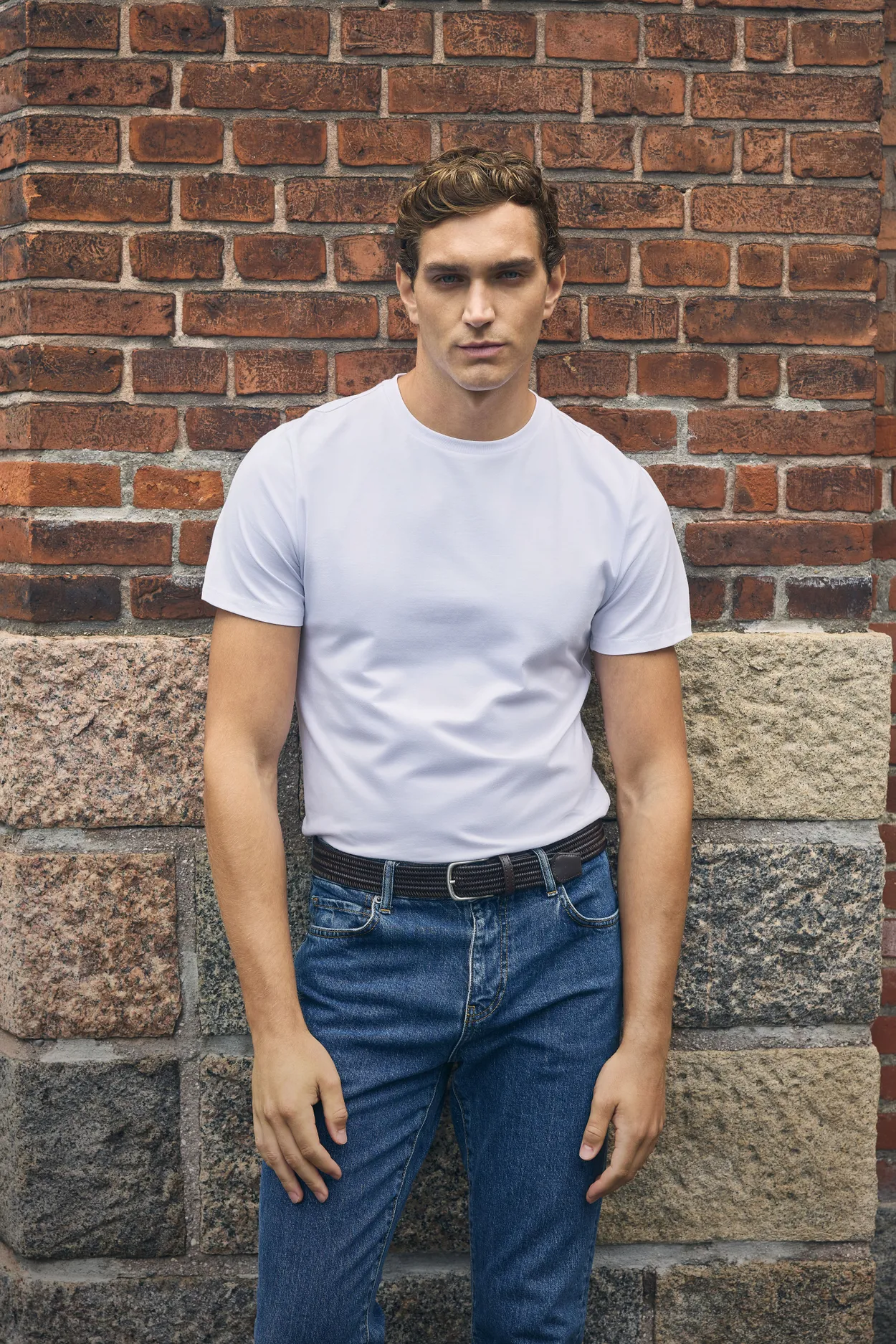 White Fitted Stretch T-shirt Brett