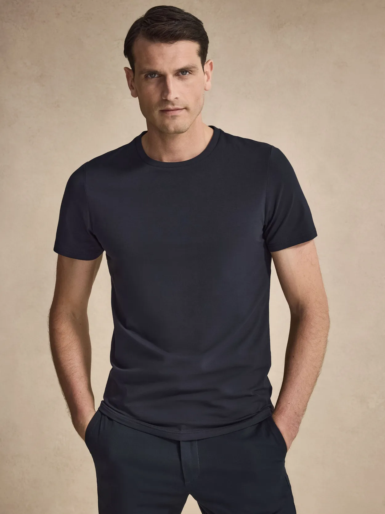 Navy Blue Fitted Stretch T-shirt Brett