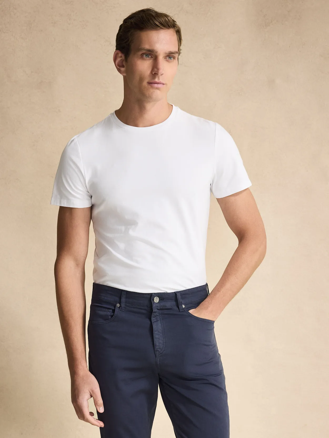 White Fitted Stretch T-shirt Brett