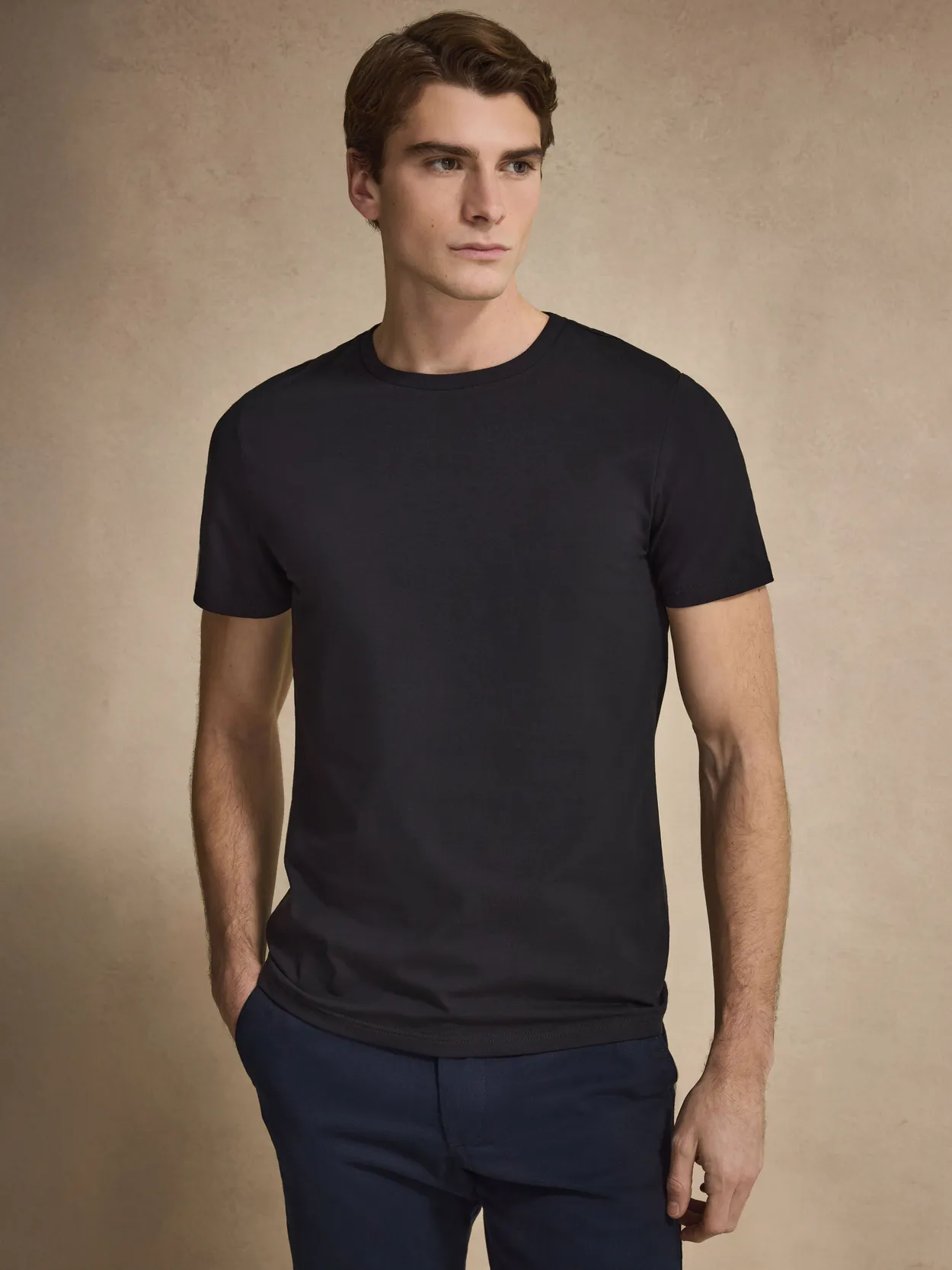 Schwarzes Slim Fit T-Shirt Baumwolle