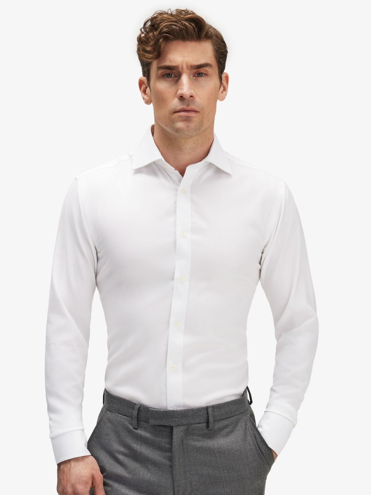 Hvid Skjorte Sildebensmønstret