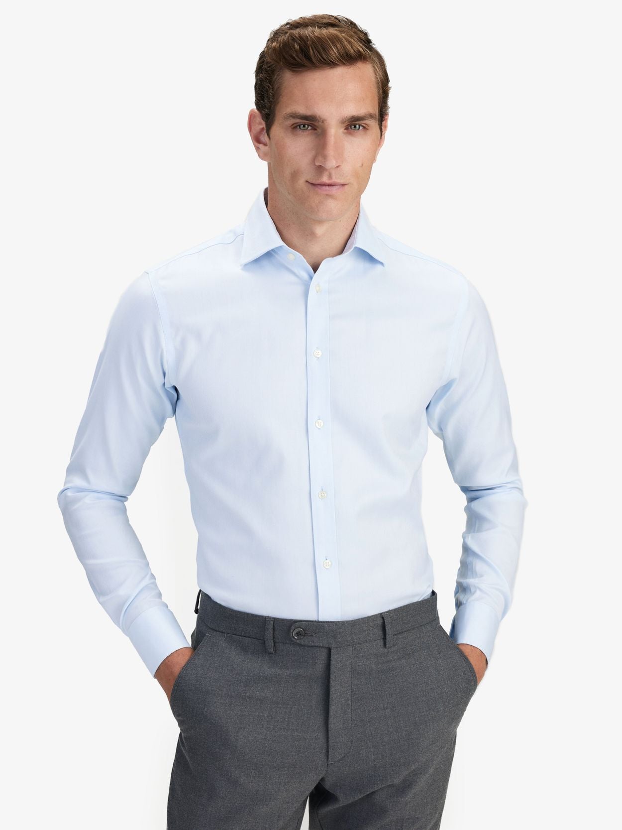 Blue Herringbone Shirt - Dress shirt in luxury herringbone weave - Buy  online | John Henric