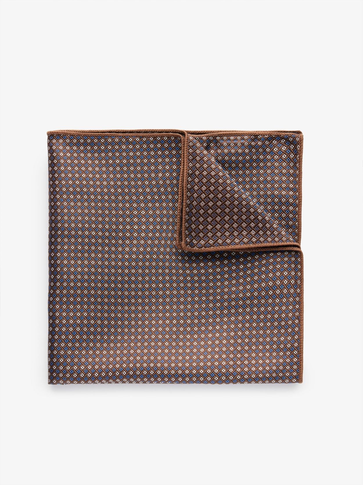 Mouchoir De Poche Vintage Homme – Motif Géométrique Marron, Coton, Occasion Très Bon état, Collection Design