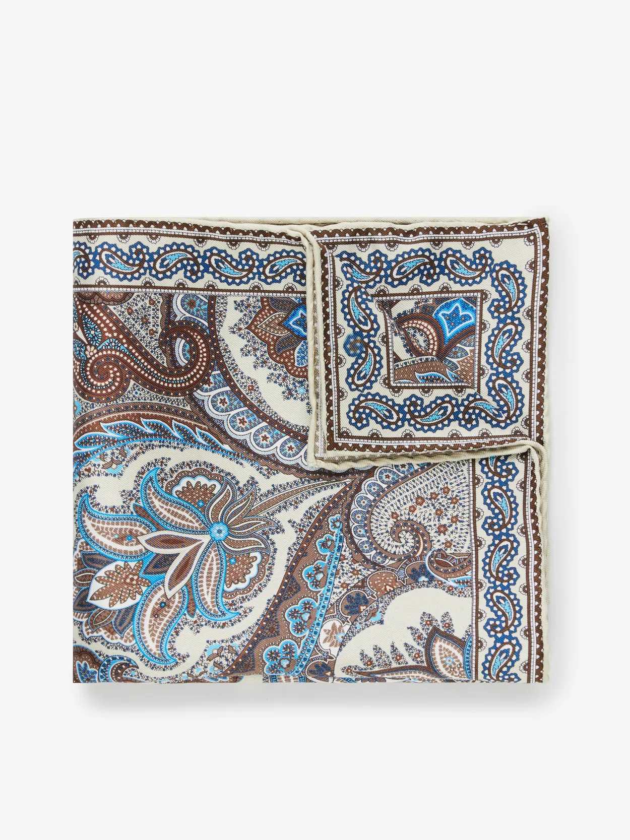 Beige Pocket Square Paisley