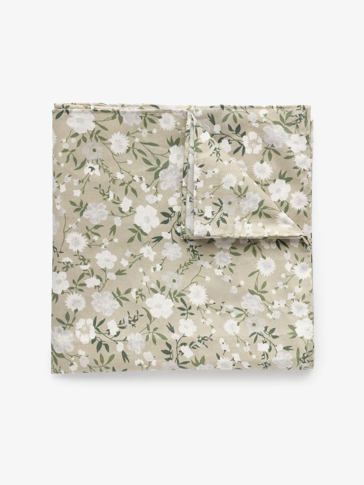 Beige Pocket Square Cotton Floral