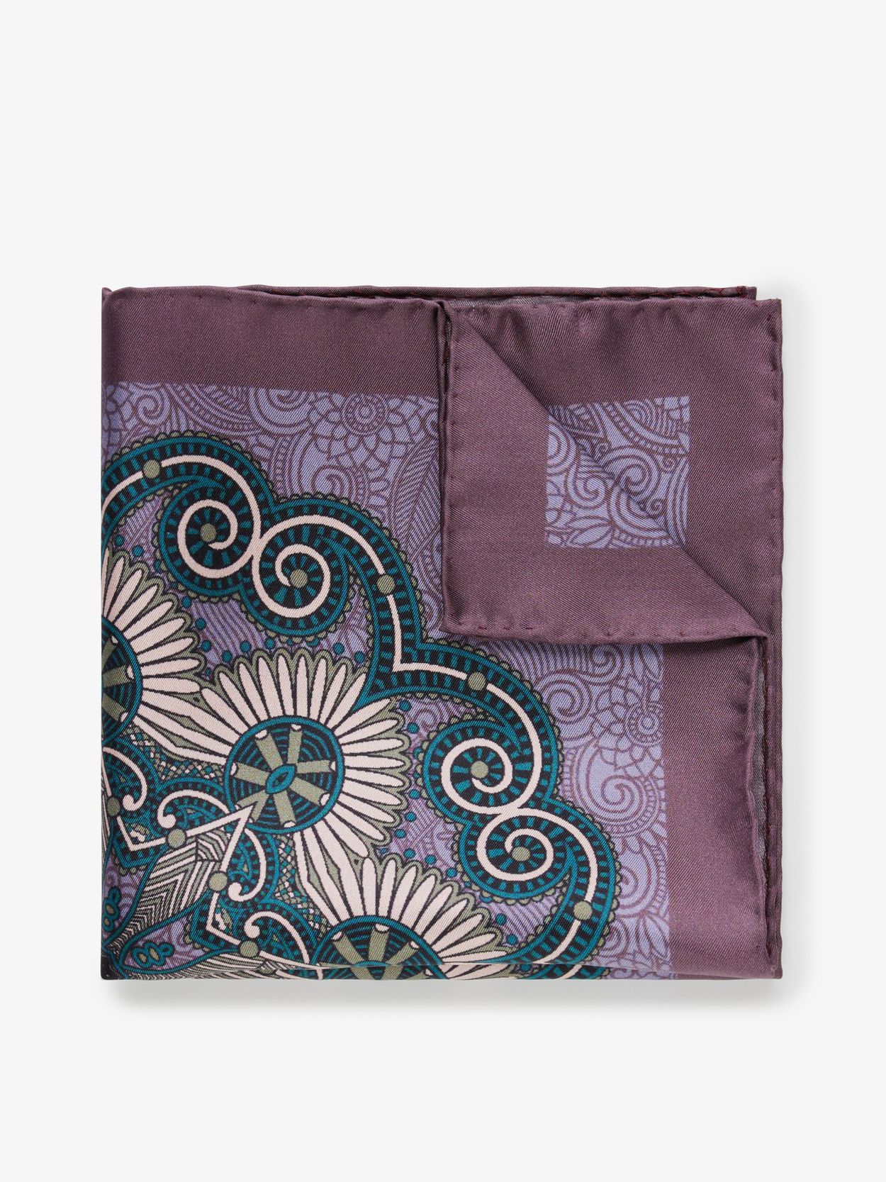 Kiton Sky Blue and Green Paisley Silk Pocket Square – Stanley Korshak