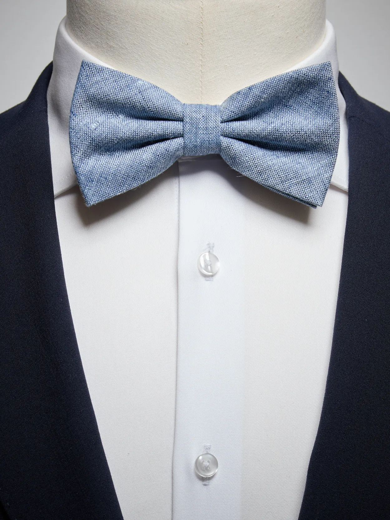 Blue Bow Tie Linen Pre Tied