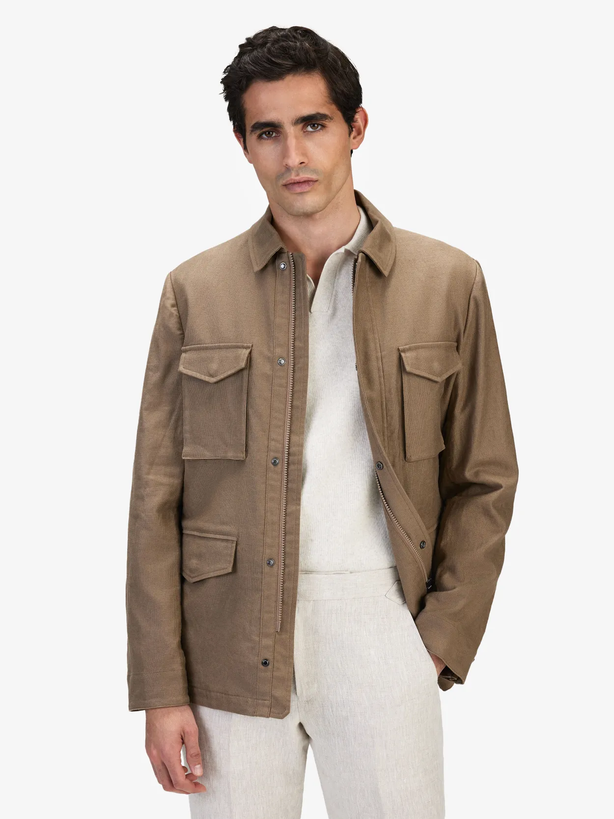 Brown Linen Field Jacket