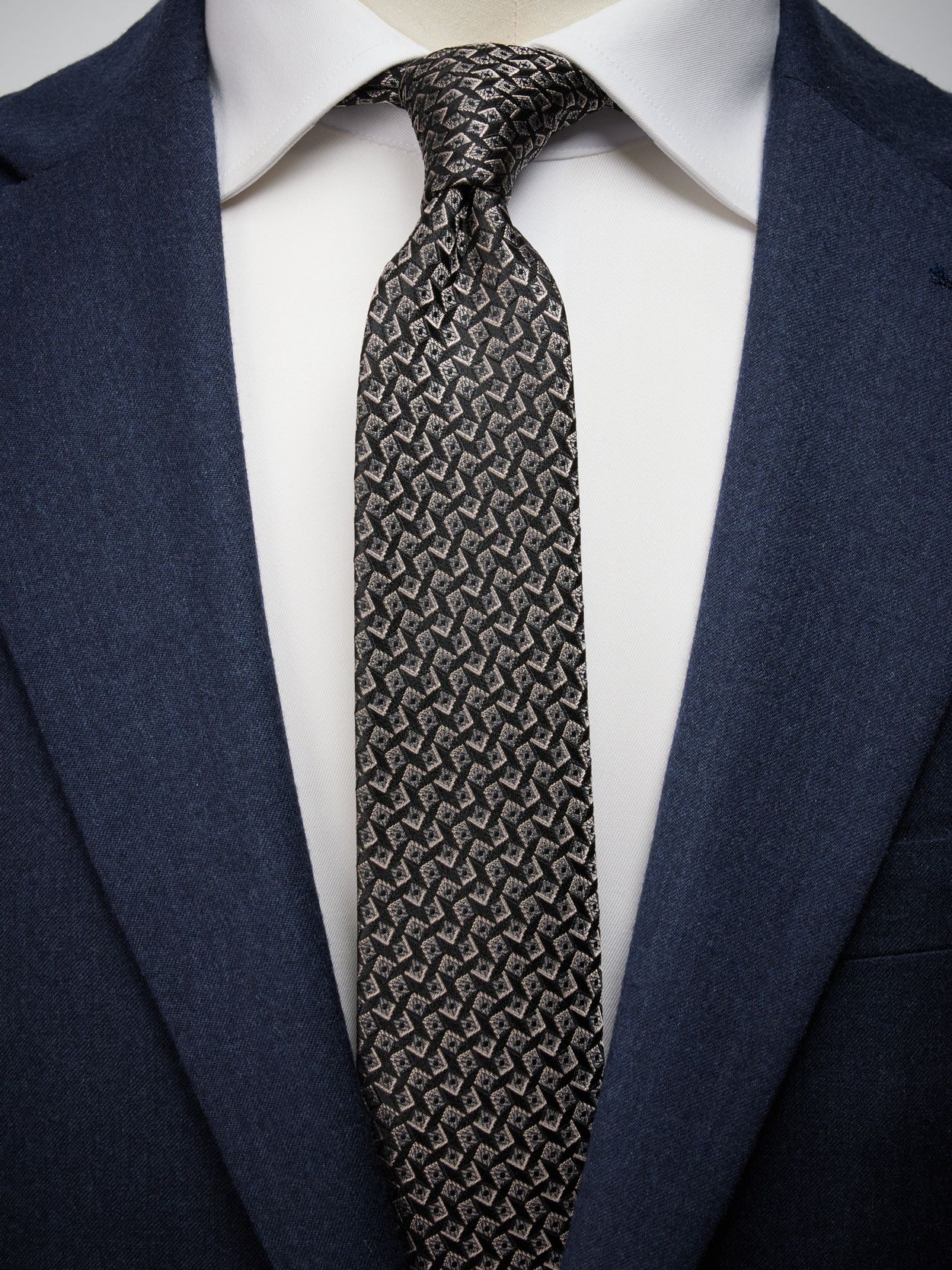 black dress shirt with blue tie Black Suit & Powder Blue Tie