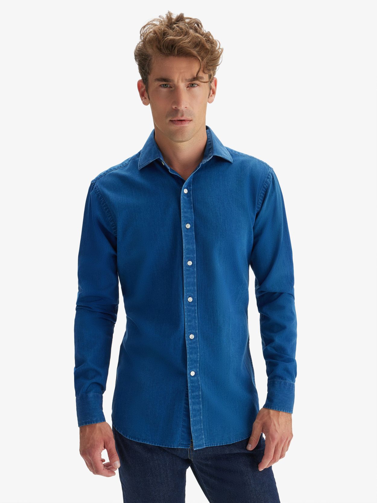 Blå Denim Skjorte