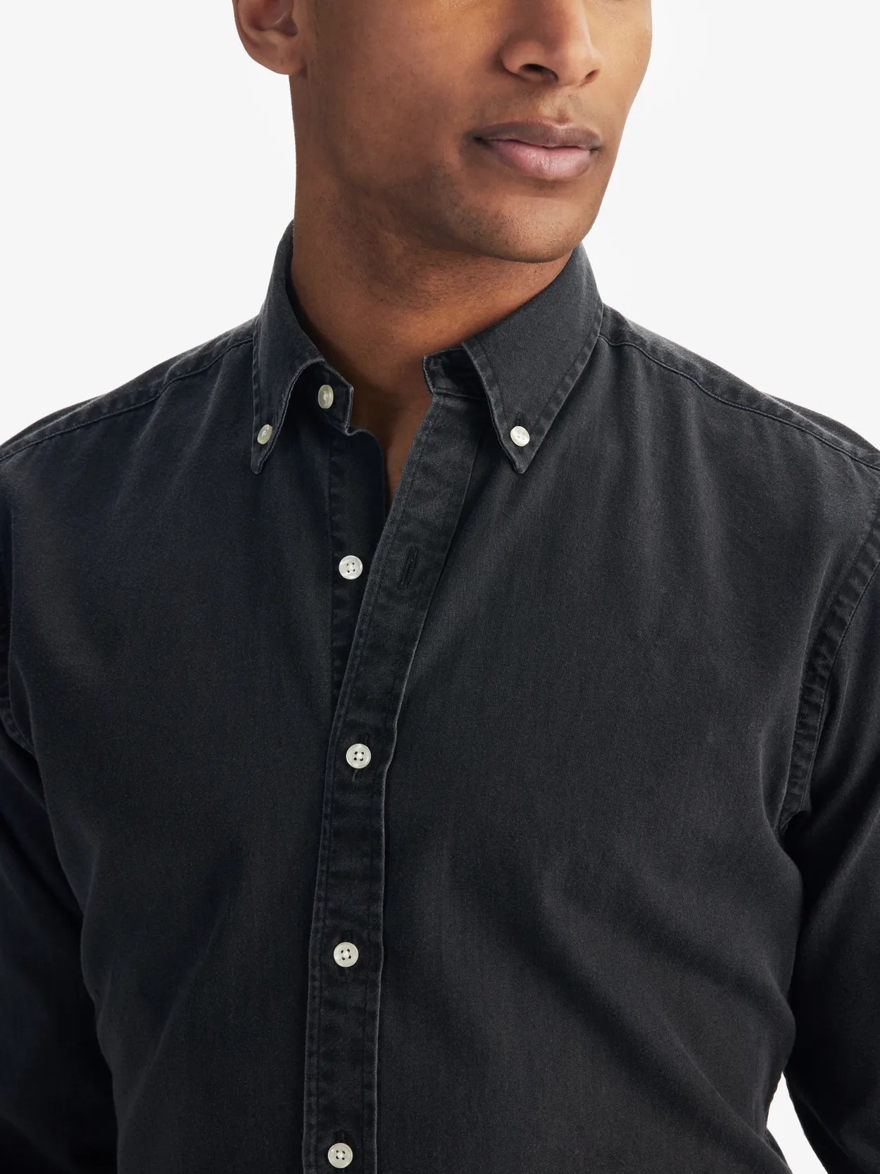 Black fashion denim button up shirt