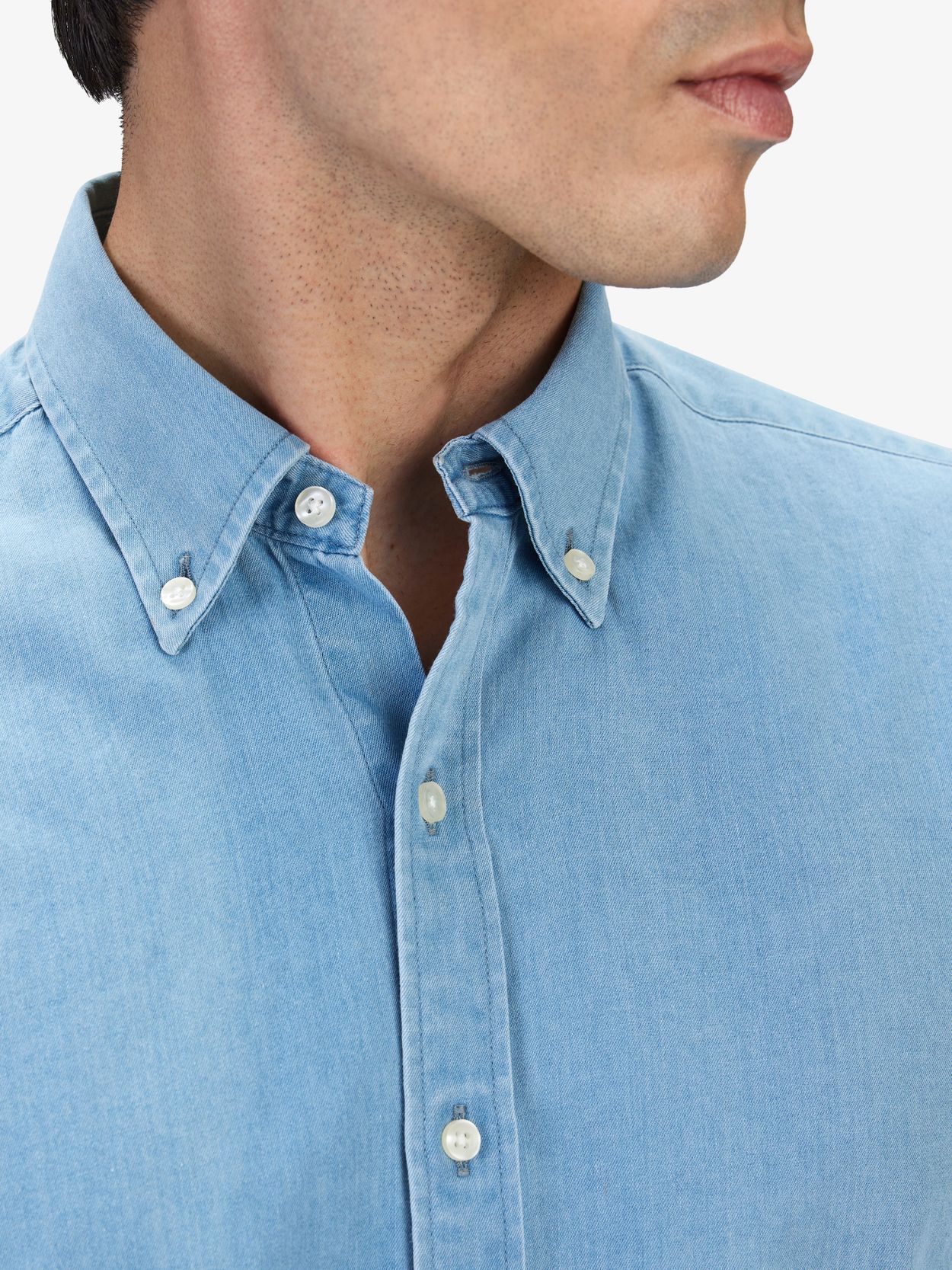 Light blue jean button up sales shirt